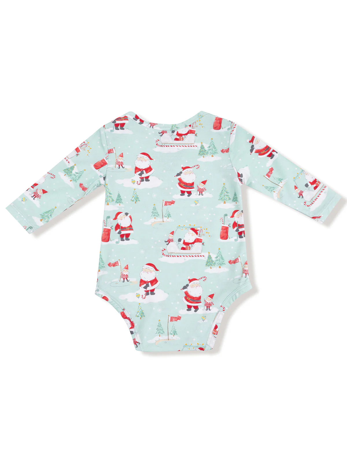 Long Sleeve Bodysuit, Golfing Santa and Elves - Image 2
