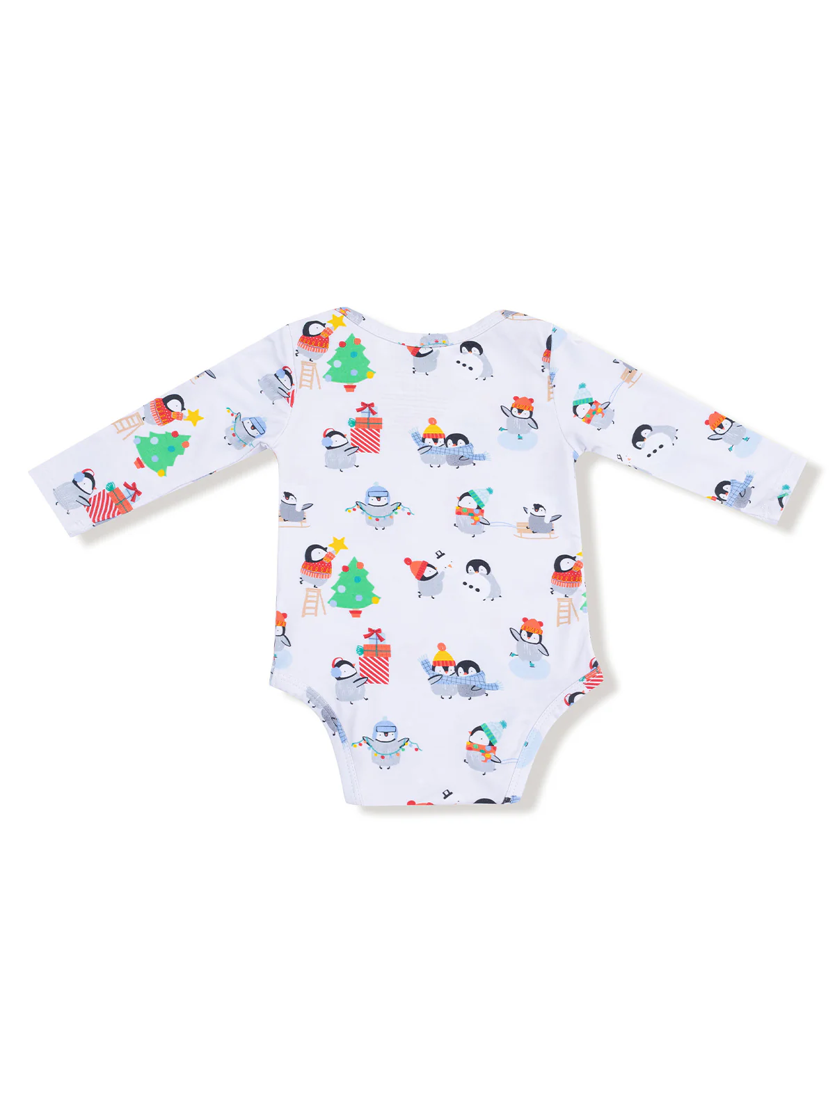 Long Sleeve Bodysuit, Holiday Penguins - Image 2