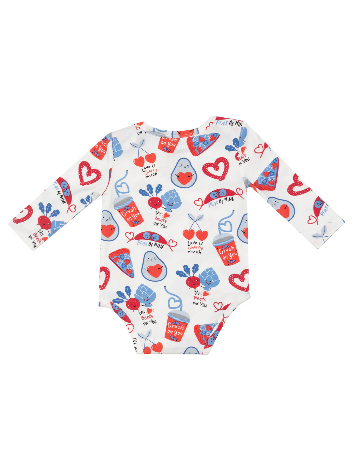 Long Sleeve Bodysuit, Love You Foodie Much Blue - Image 2