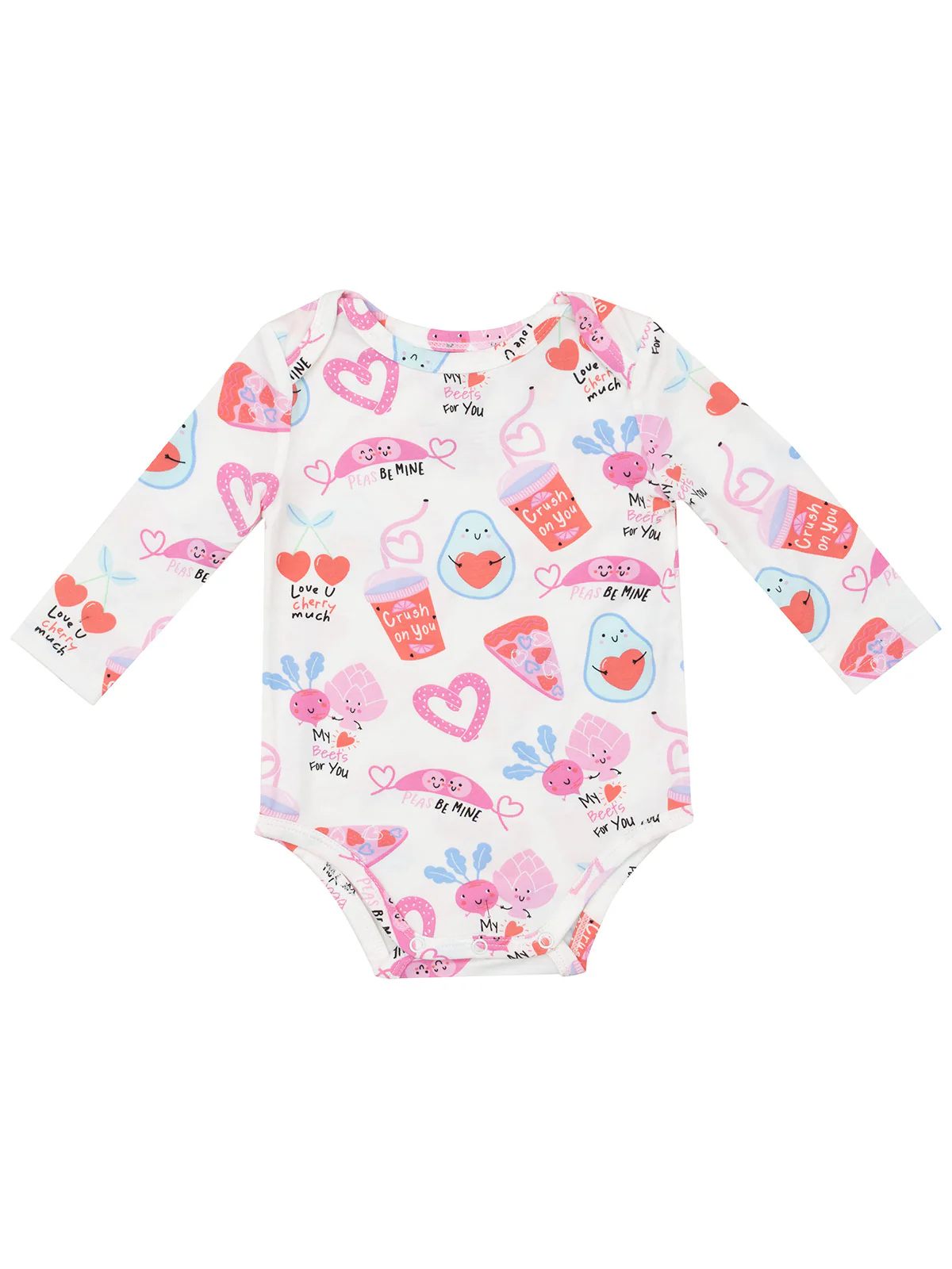 Long Sleeve Bodysuit, Love You Foodie Much Pink