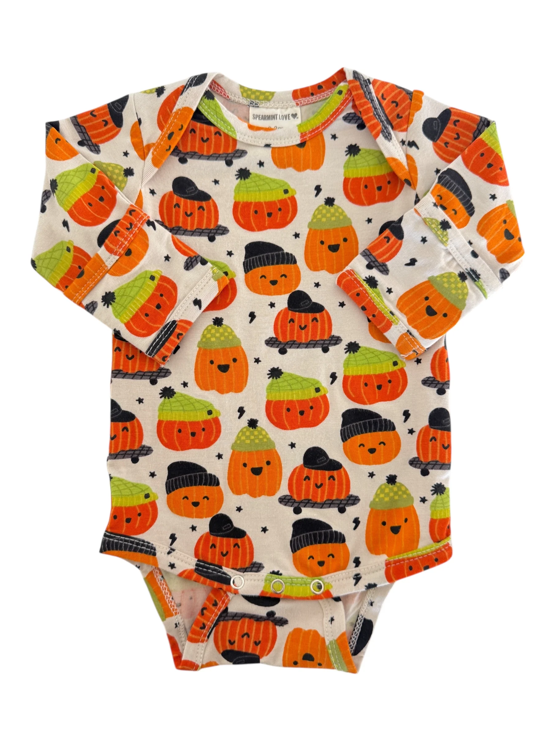 Long Sleeve Bodysuit, Pumpkin Buds - Image 2