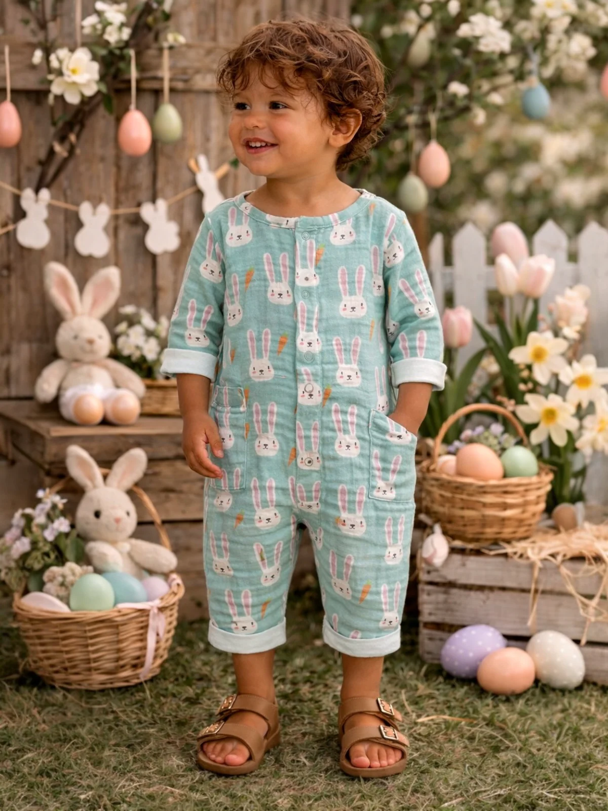 Long Sleeve Dolman Romper, Brother Bunny