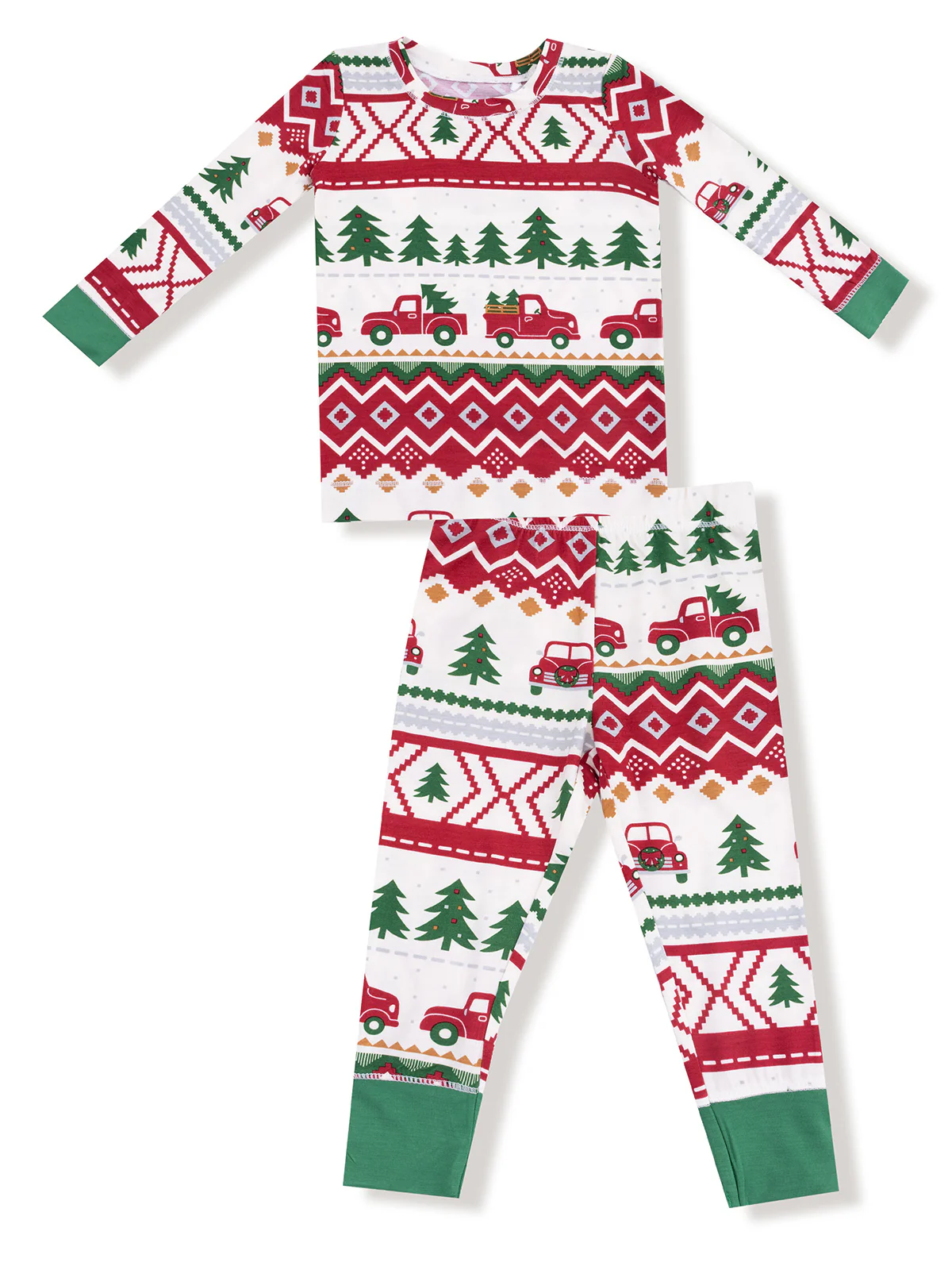 Long Sleeve Loungewear Set, Red Truck Fair Isle