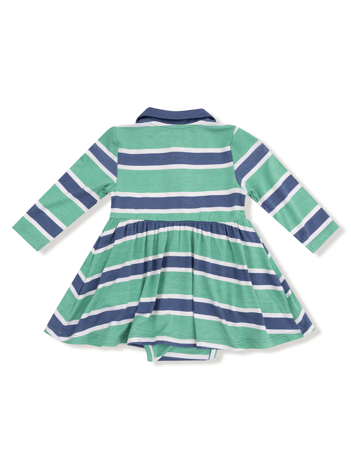 Long Sleeve Polo Bodysuit Dress, Rugby Stripe - Image 2