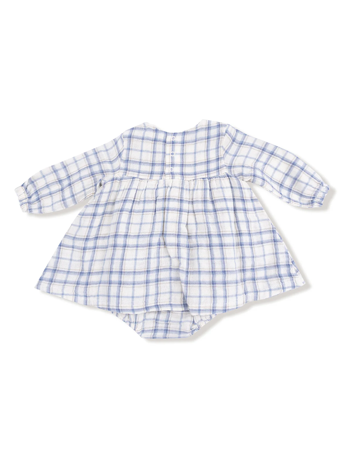 Long Sleeve Ruffle Bubble w/ Skirt, Blue Plaid - Image 3