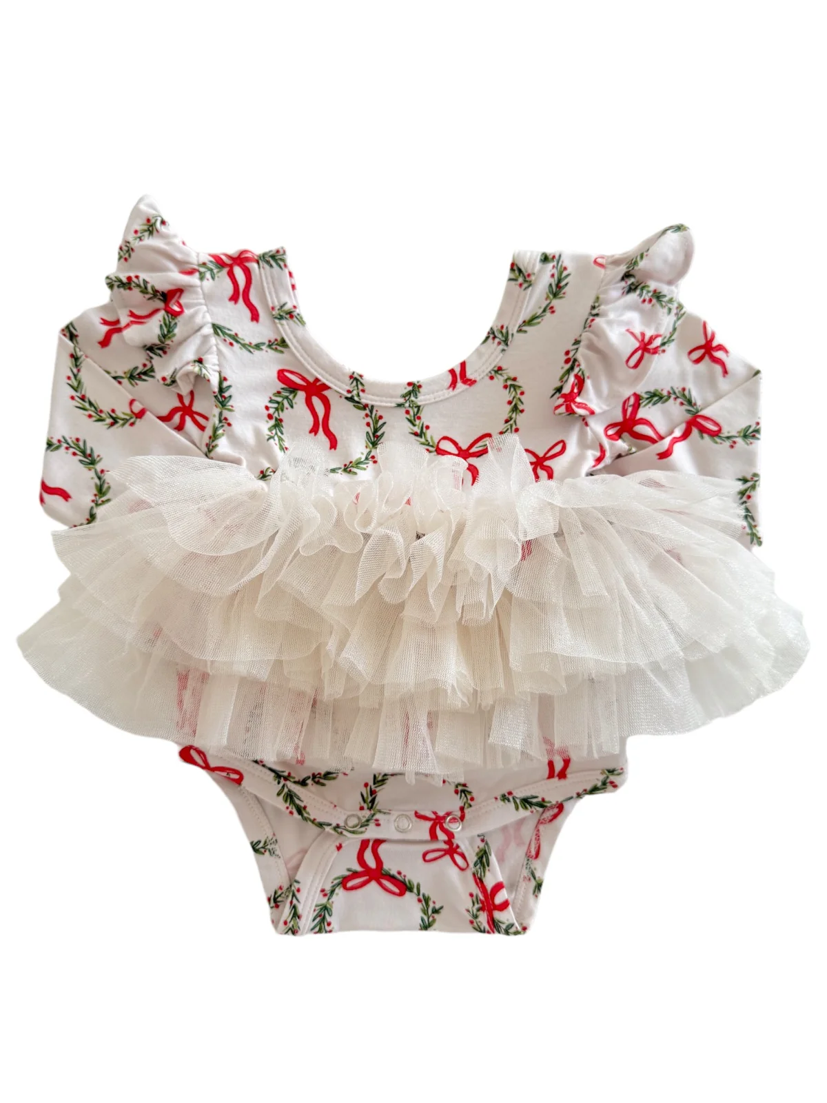 Long Sleeve Tutu Bodysuit, Wreath - Image 2