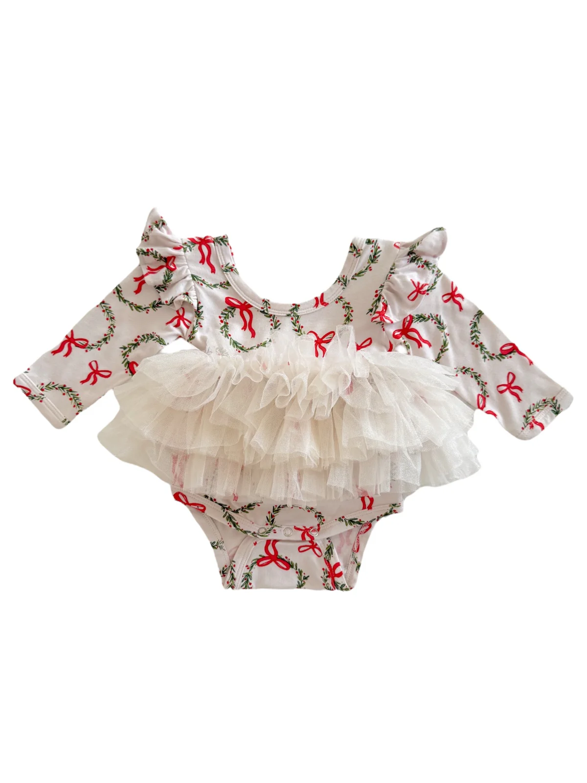 Long Sleeve Tutu Bodysuit, Wreath - Image 3