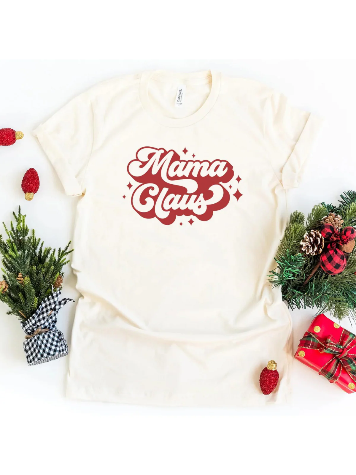 Mama Claus Groovy Women's Graphic Tee, Cream