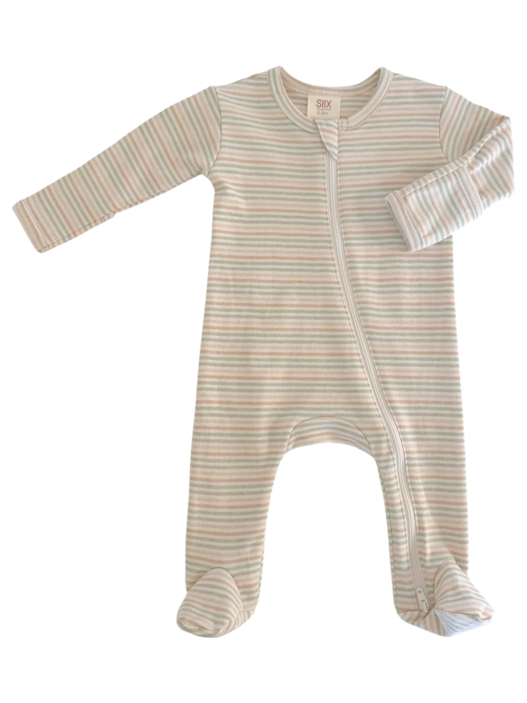 Multi Stripe / Organic 2-Way Zip Footie - Image 3
