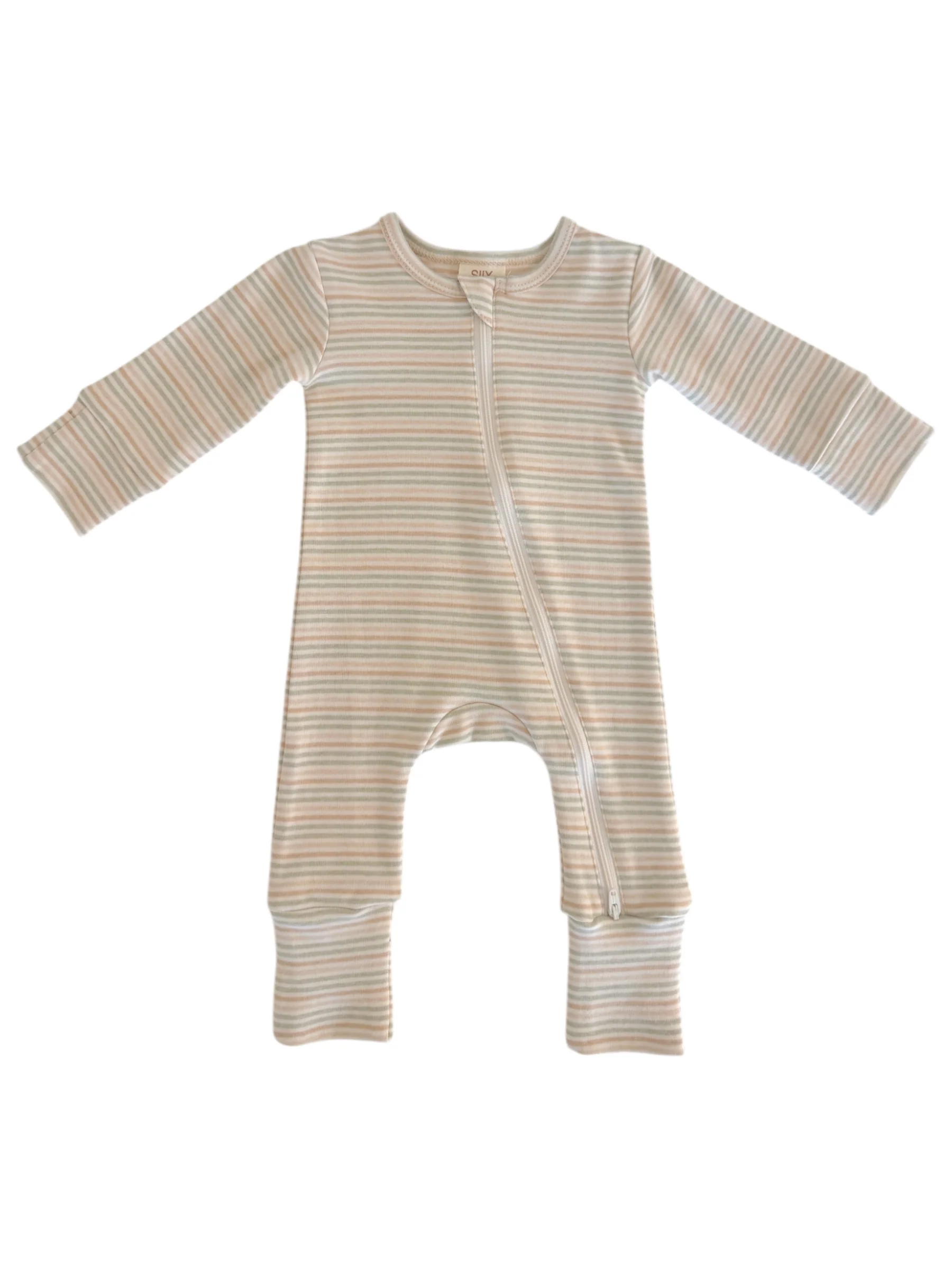 Multi Stripe / Organic 2-Way Zip Romper - Image 2
