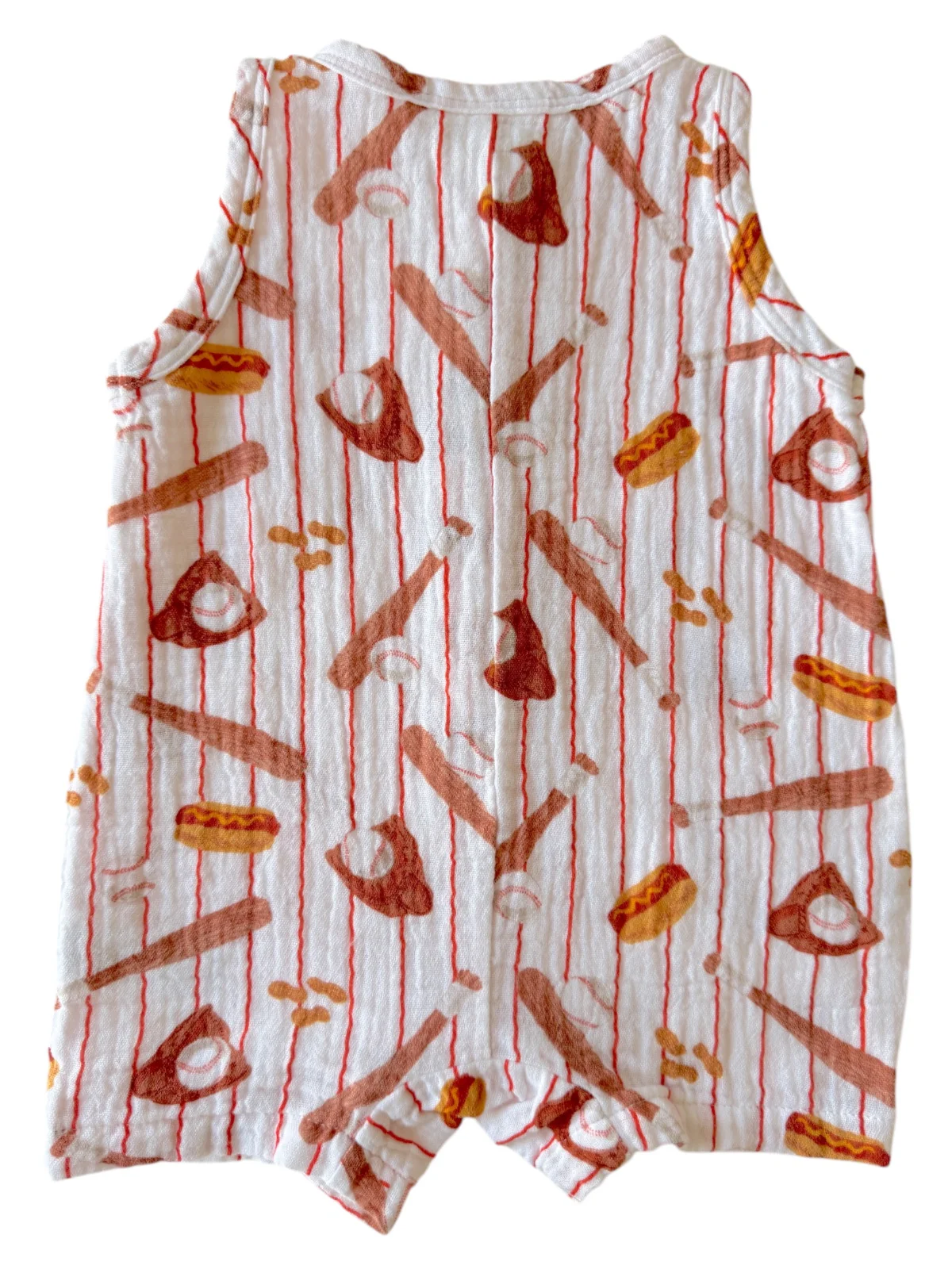 Muslin Shortie Romper, Baseball Game - Image 3
