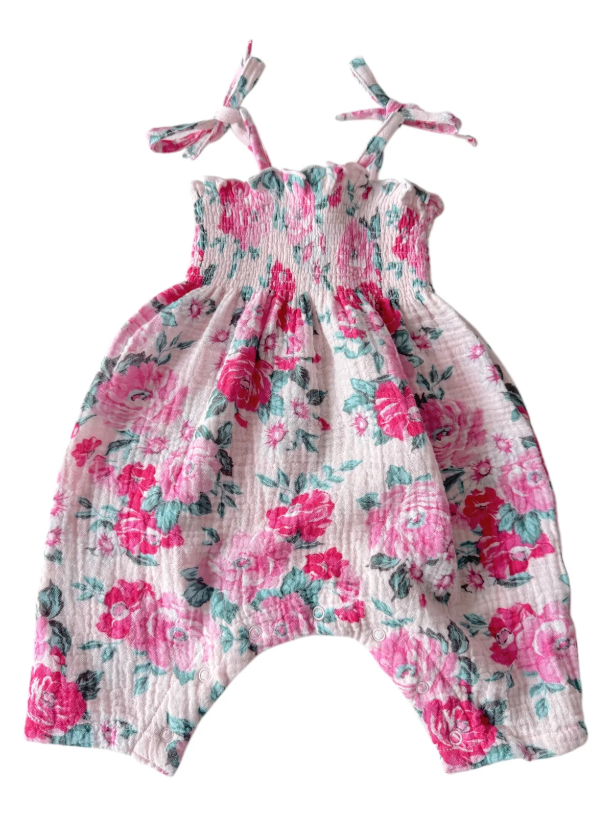 Muslin Smocked Jumpsuit, Pink Splendor - Image 2