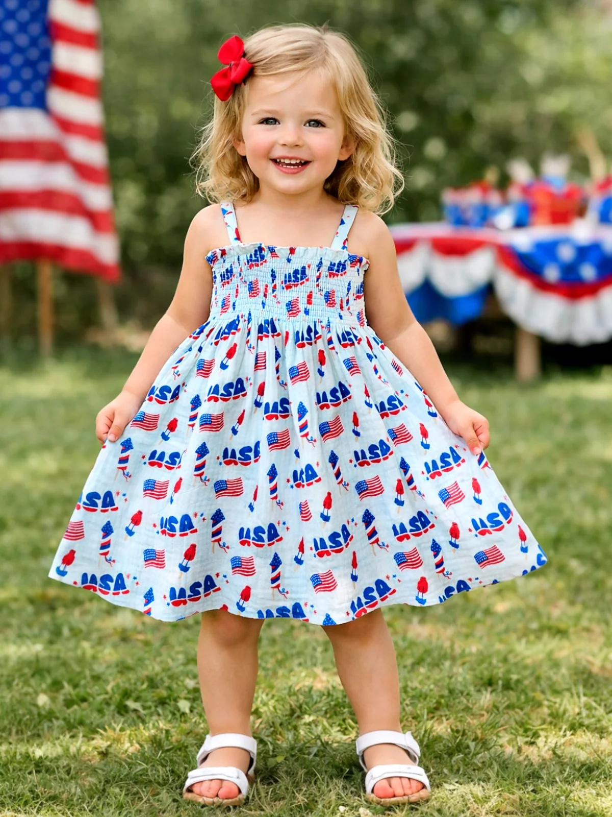 Muslin Smocked Tube Dress, 4th of July Blue