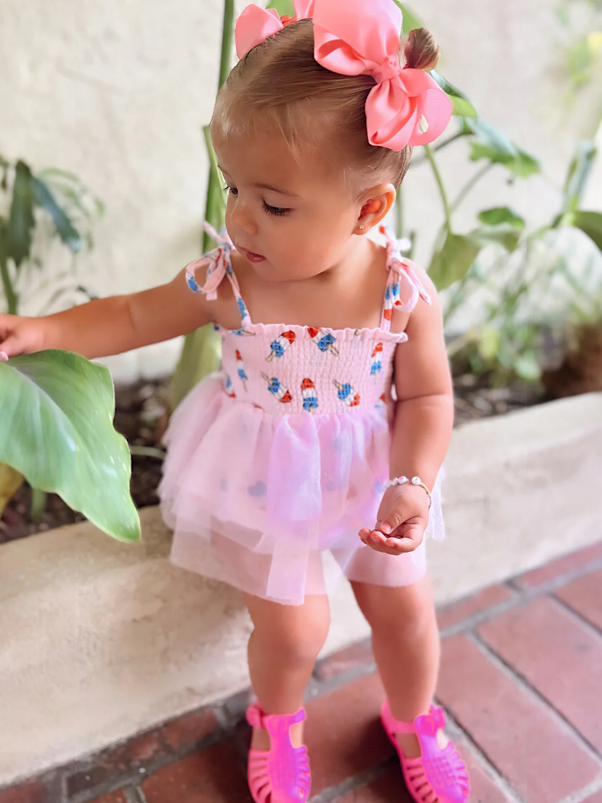 Muslin Tutu Bubble, Pink Red, White & Blue Popsicle - Image 3