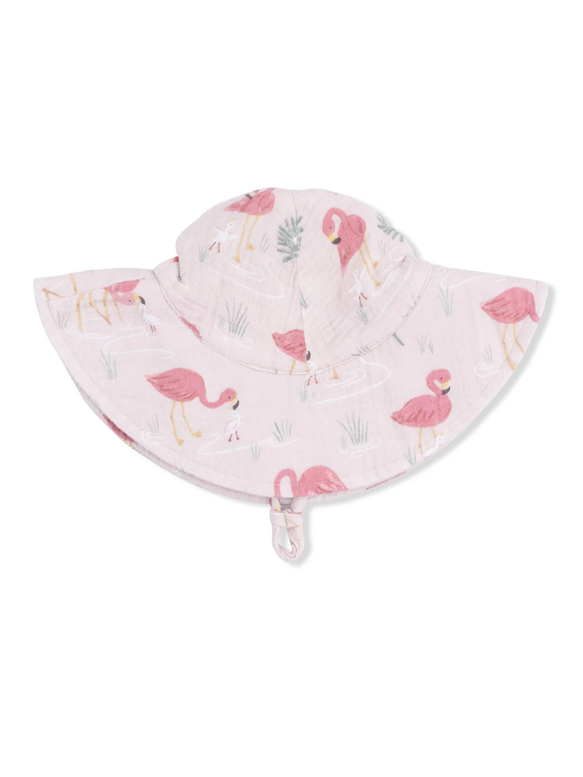 Muslin Wide Brim Sunhat, Flamingos