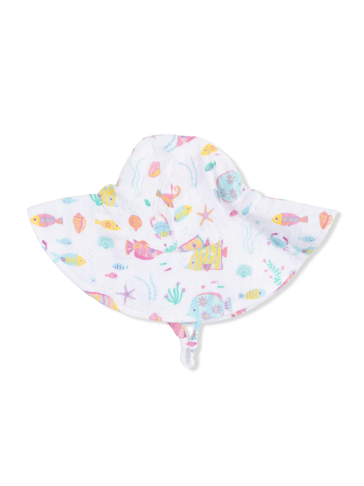 Muslin Wide Brim Sunhat, Sunny Coral Reef Fish