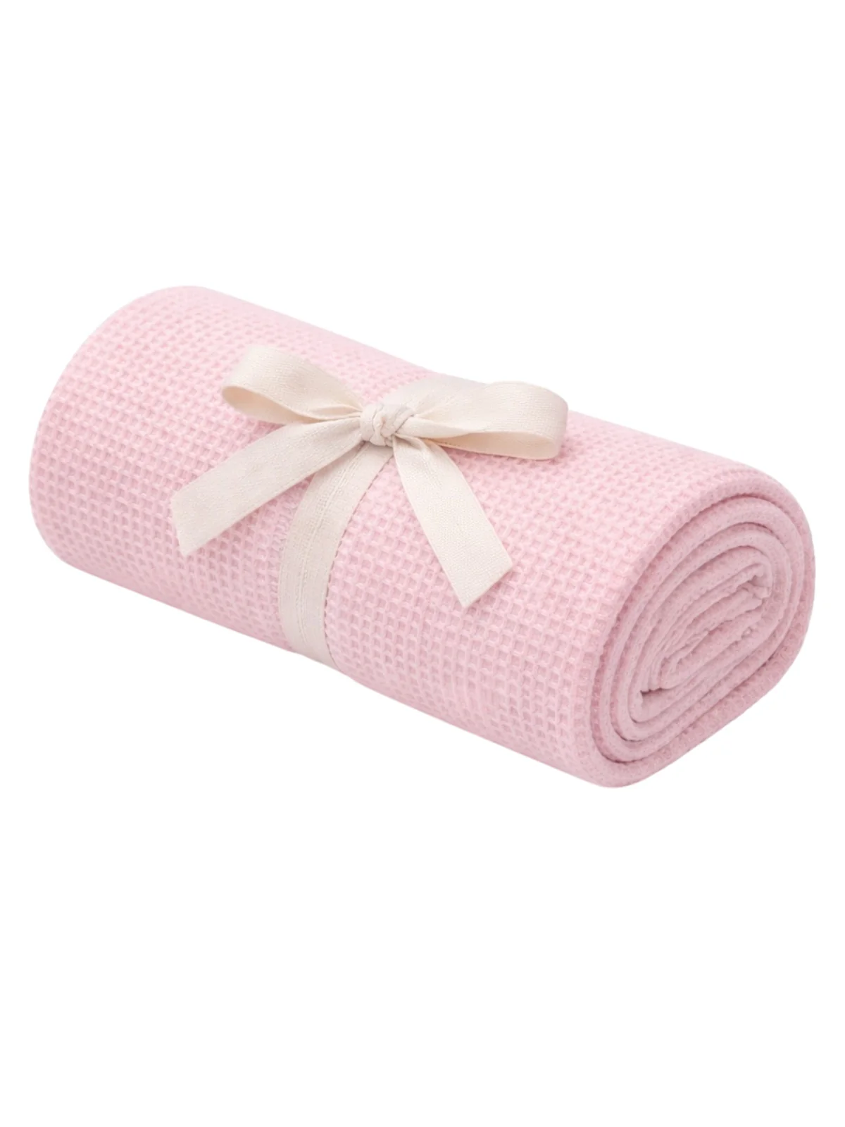 Organic Cotton Waffle Swaddle Blanket, Blush - Image 2
