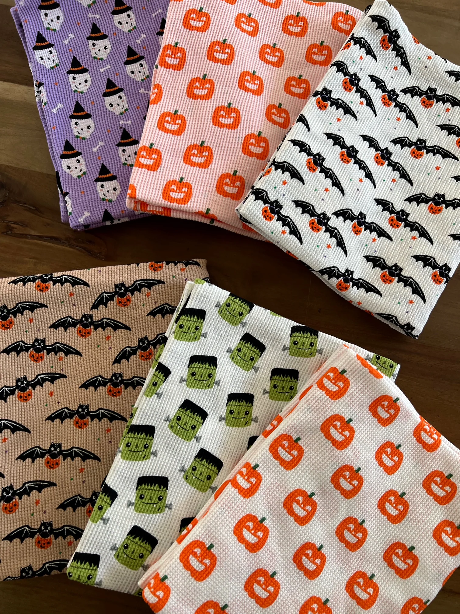 Organic Cotton Waffle Swaddle Blanket, Blush Jack-O-Lantern - Image 3