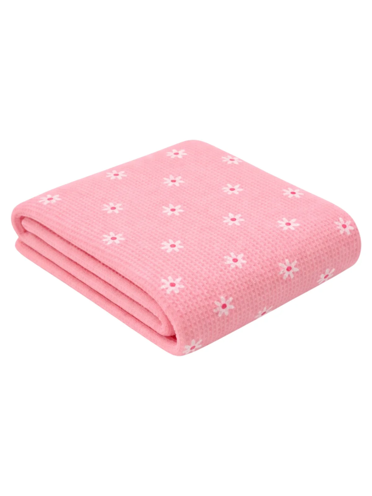 Organic Cotton Waffle Swaddle Blanket, Pink Flower