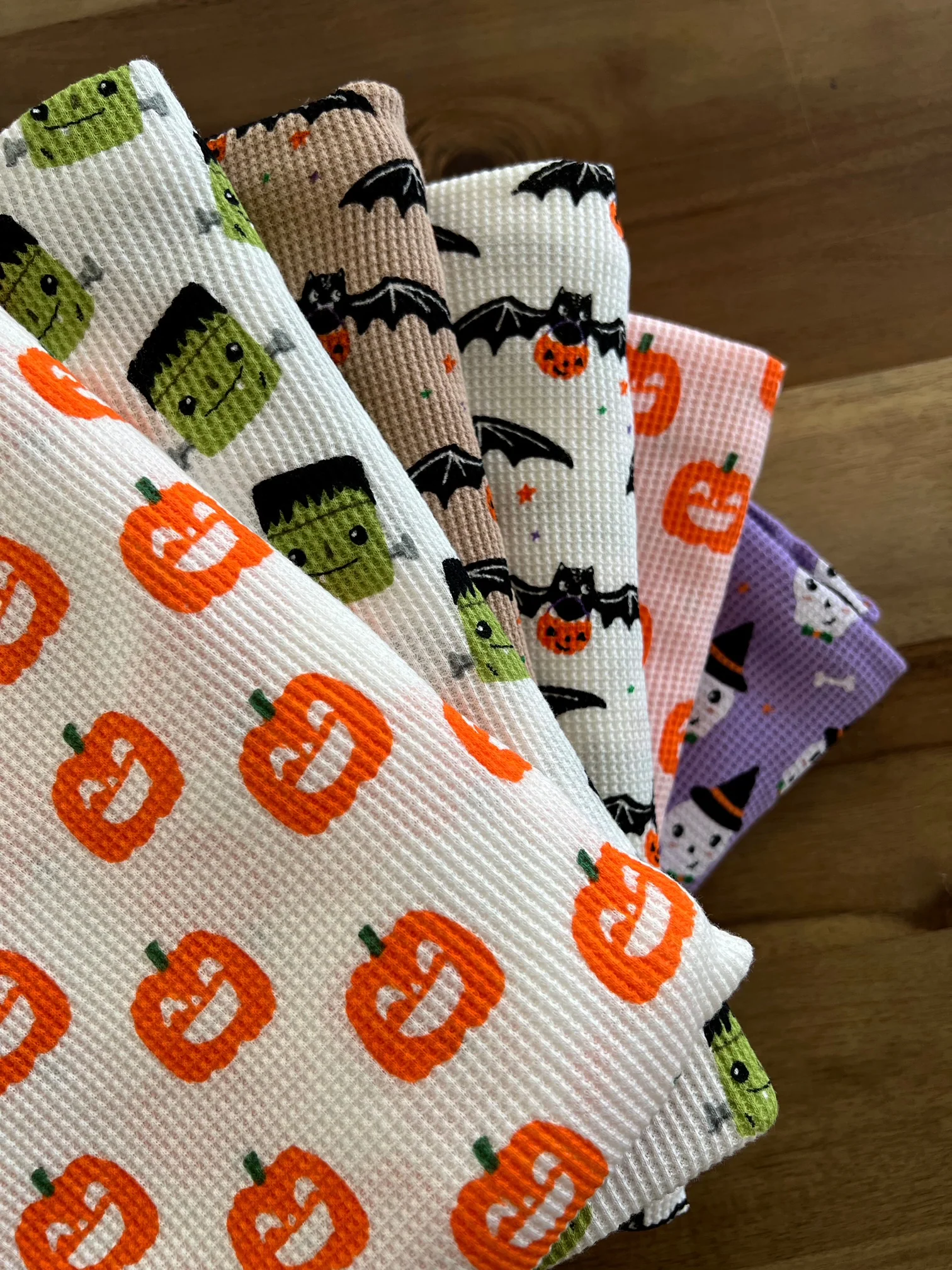 Organic Cotton Waffle Swaddle Blanket, Spooky Skeleton - Image 4