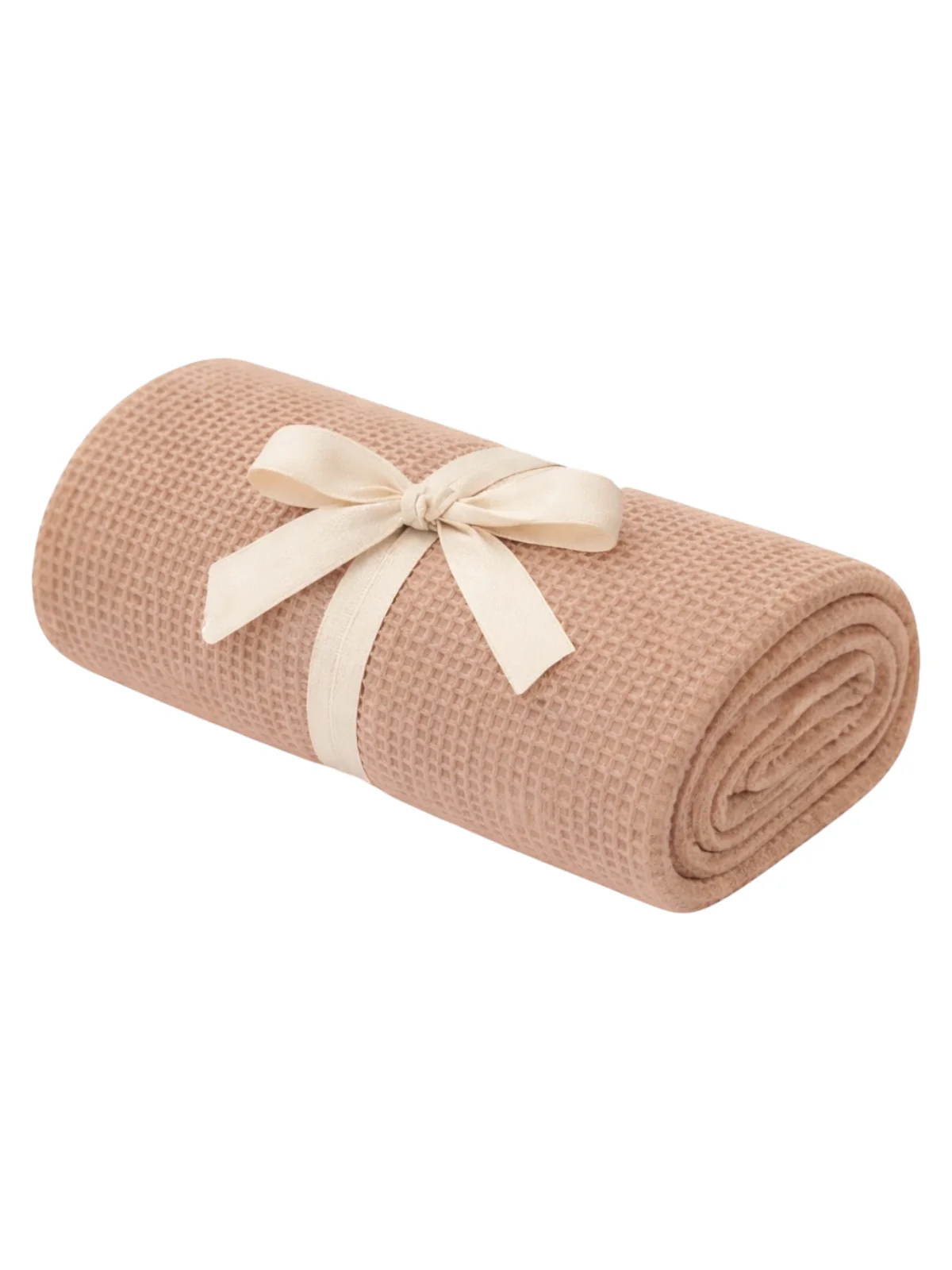 Organic Cotton Waffle Swaddle Blanket, Tan - Image 2