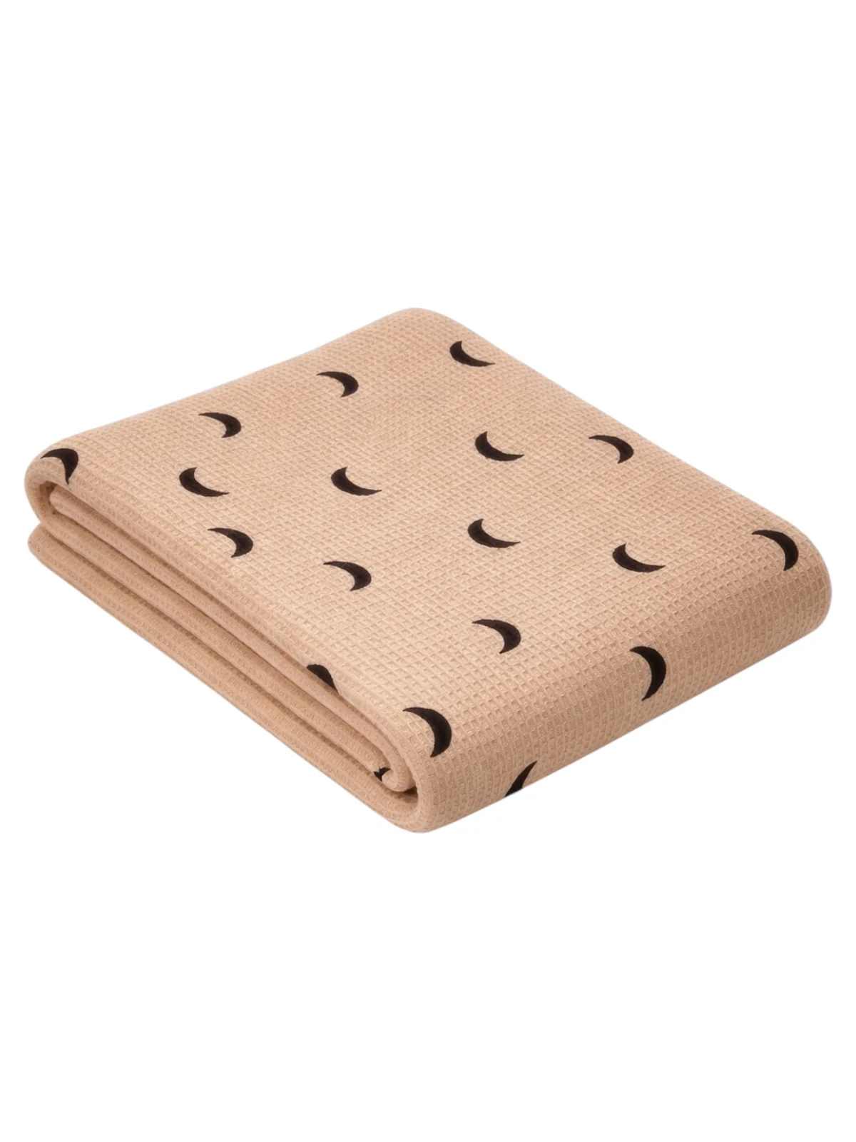 Organic Cotton Waffle Swaddle Blanket, Tan/Black Moon