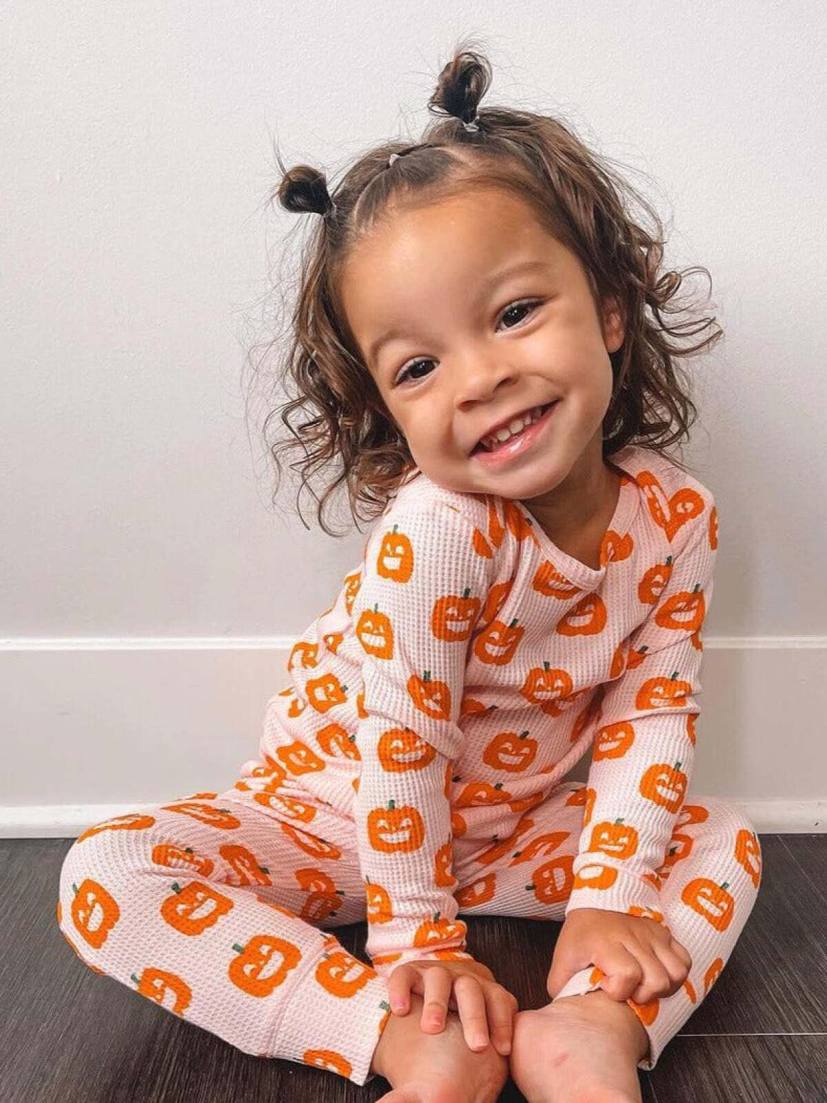 Organic Waffle 2-Piece Set, Blush Jack-O-Lantern