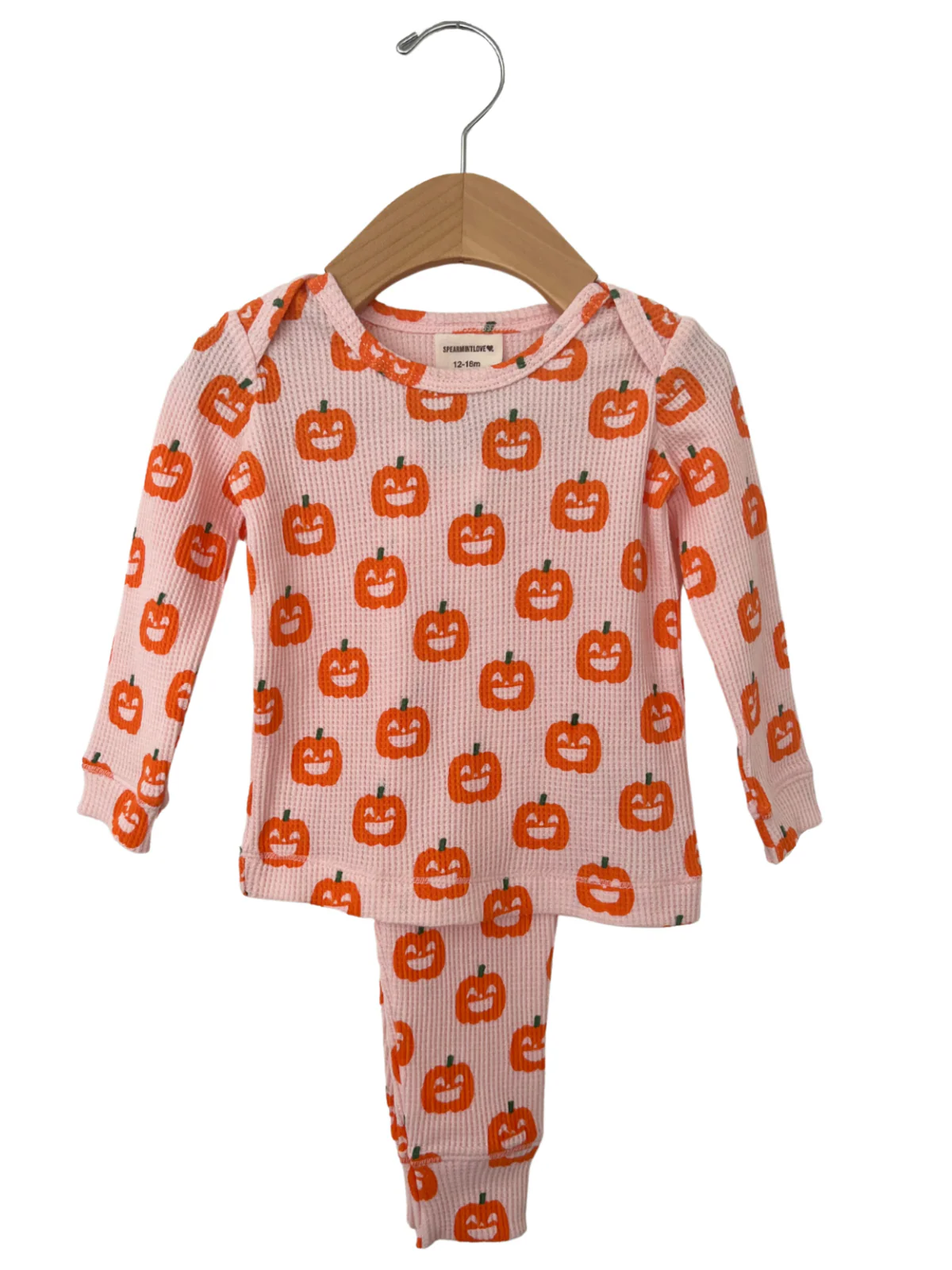 Organic Waffle 2-Piece Set, Blush Jack-O-Lantern - Image 2