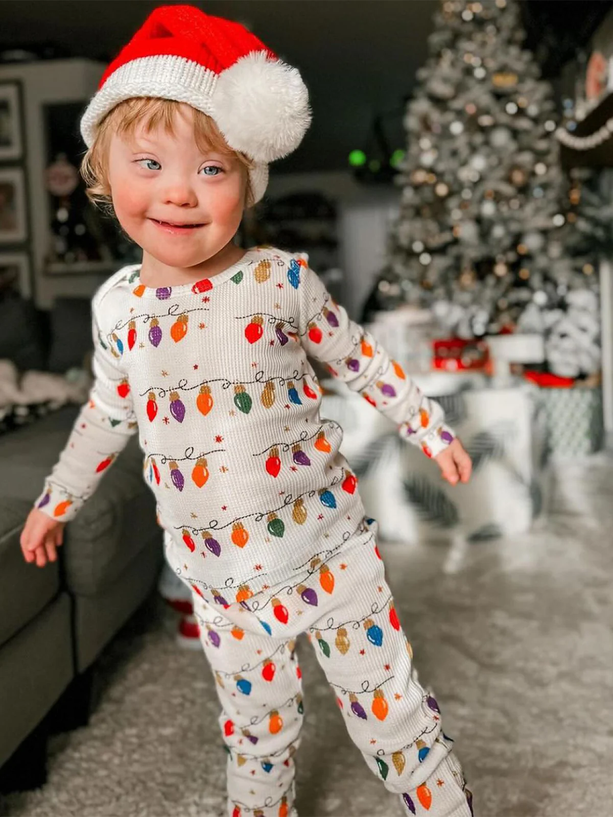 Organic Waffle 2-Piece Set, Christmas Lights