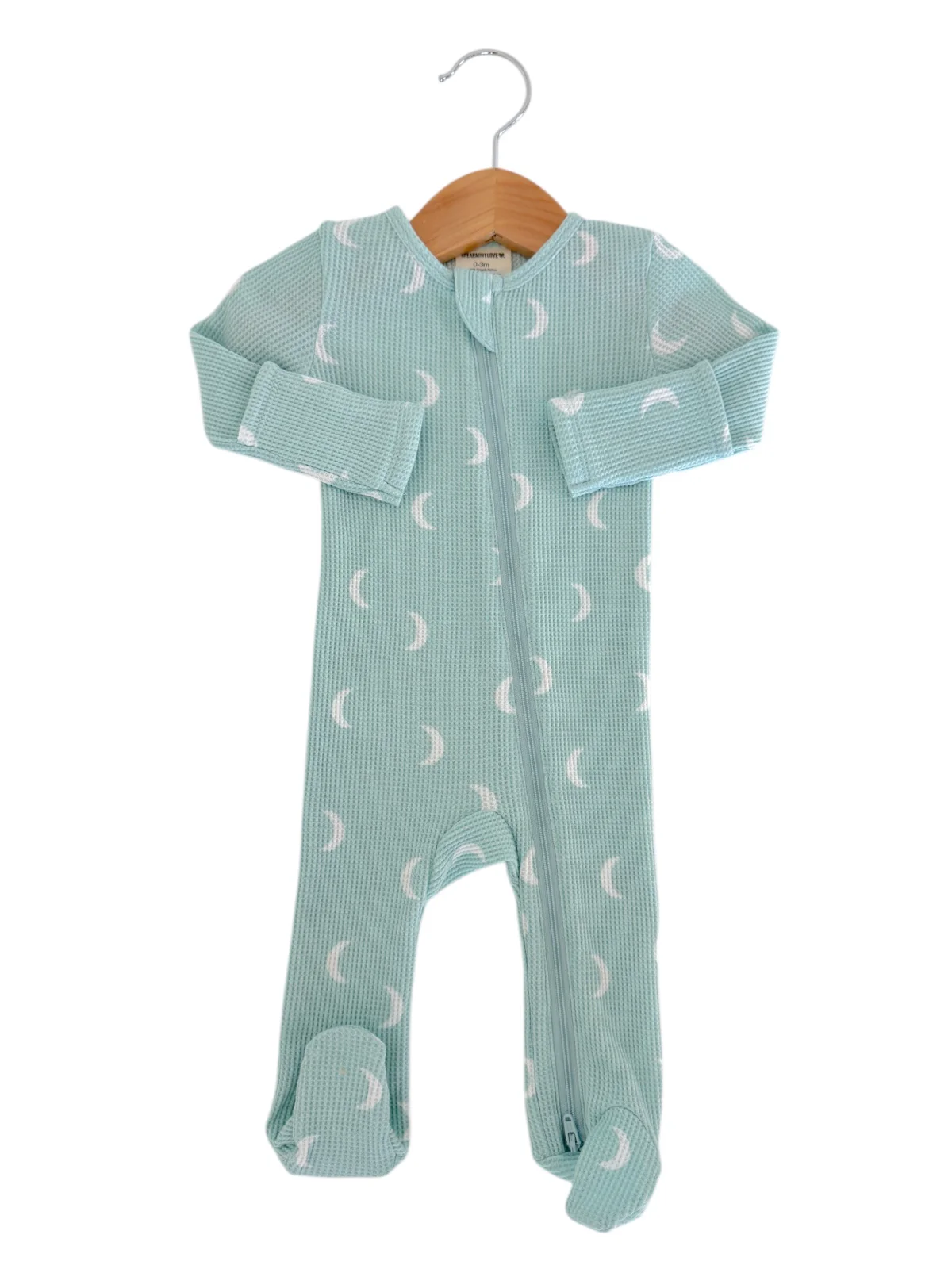 Organic Waffle 2-Way Zip Footie, Light Blue Moon - Image 3