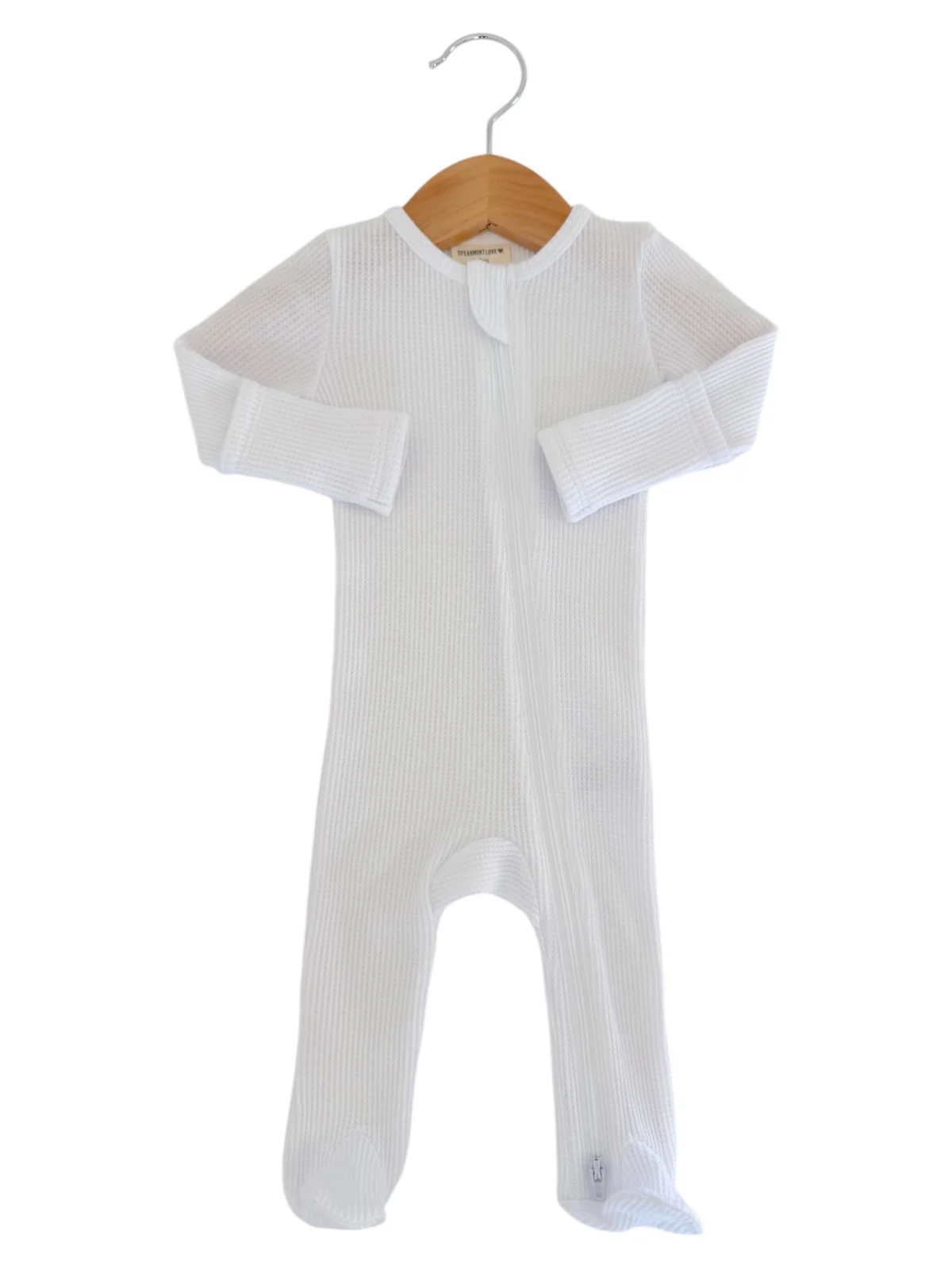 Organic Waffle 2-Way Zip Footie, Lucent White - Image 3