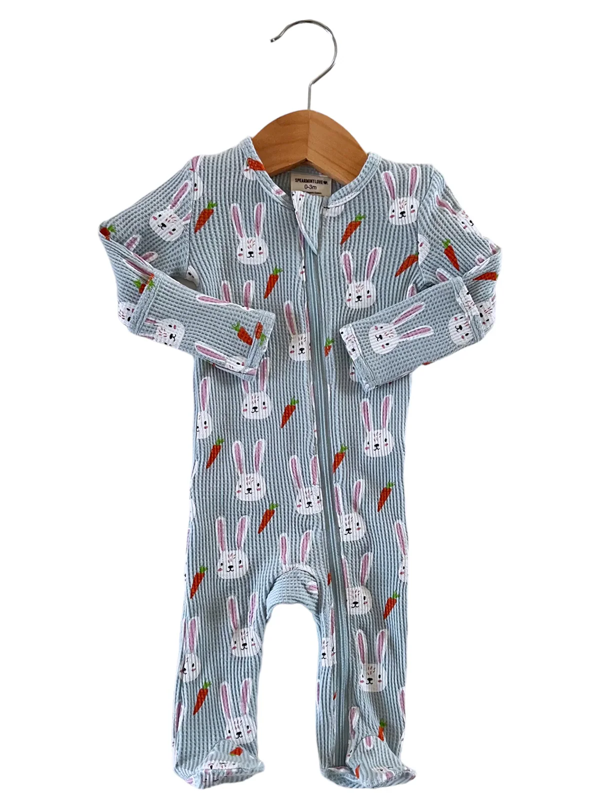 Organic Waffle Basic Zip Footie, Brother Bunny - Image 2