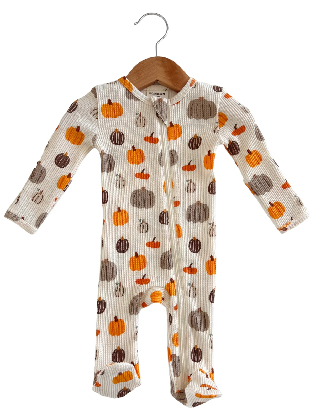 Organic Waffle Basic Zip Footie, Harvest Pumpkin - Image 2