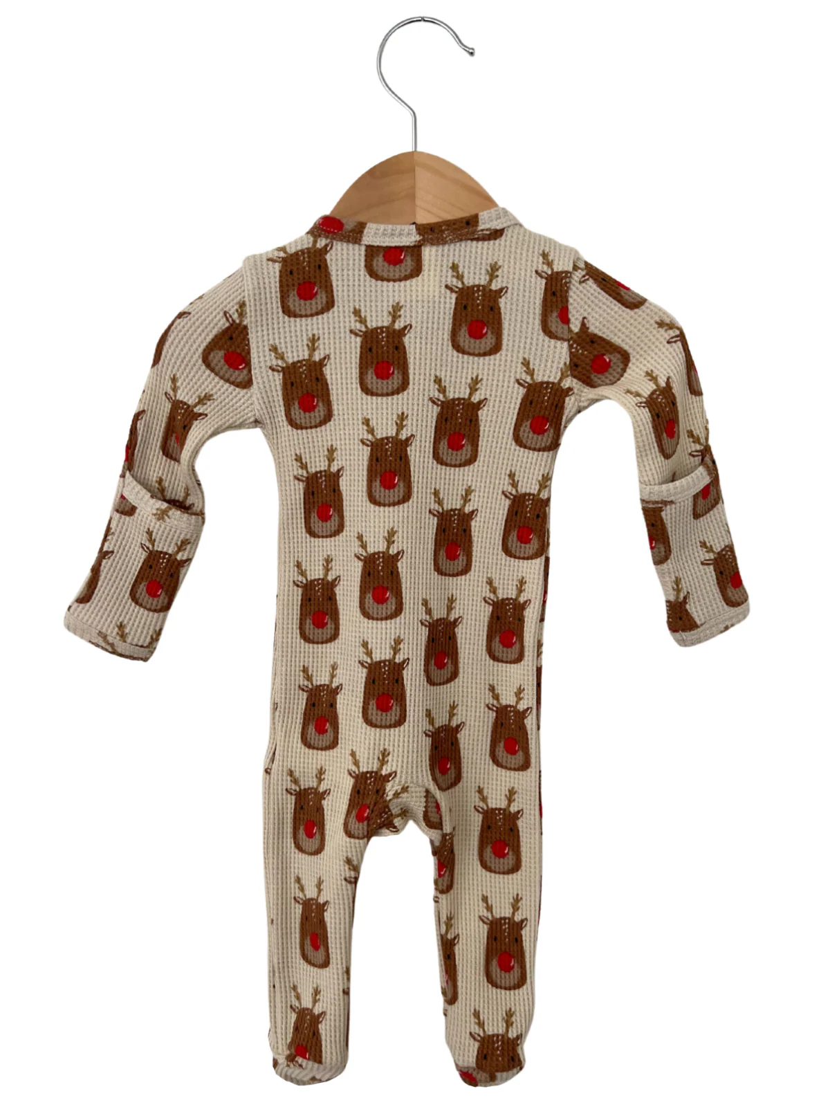Organic Waffle Basic Zip Footie, Reindeer - Image 4