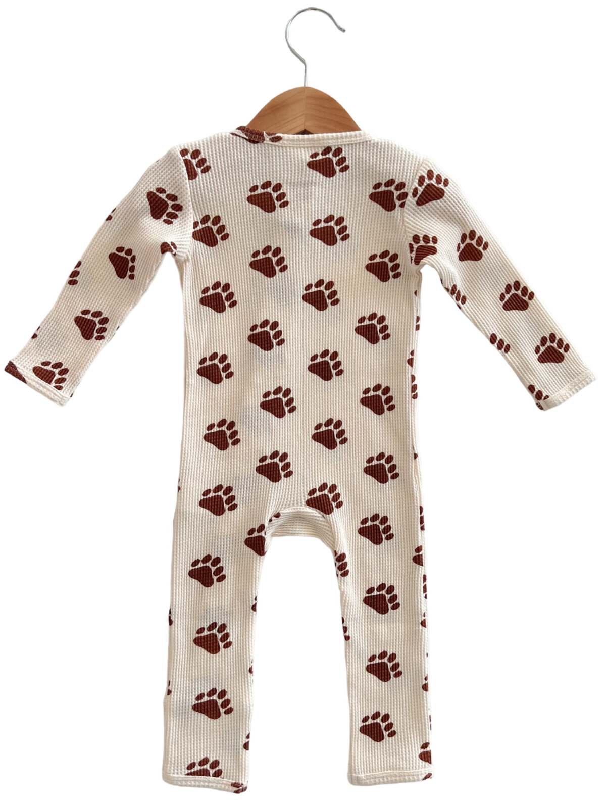Organic Waffle Basic Zip Romper, Bear Paw - Image 2