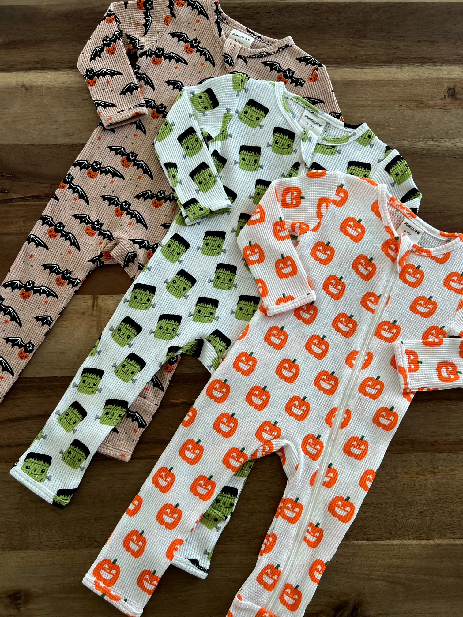 Organic Waffle Basic Zip Romper, Jack-O-Lantern - Image 4