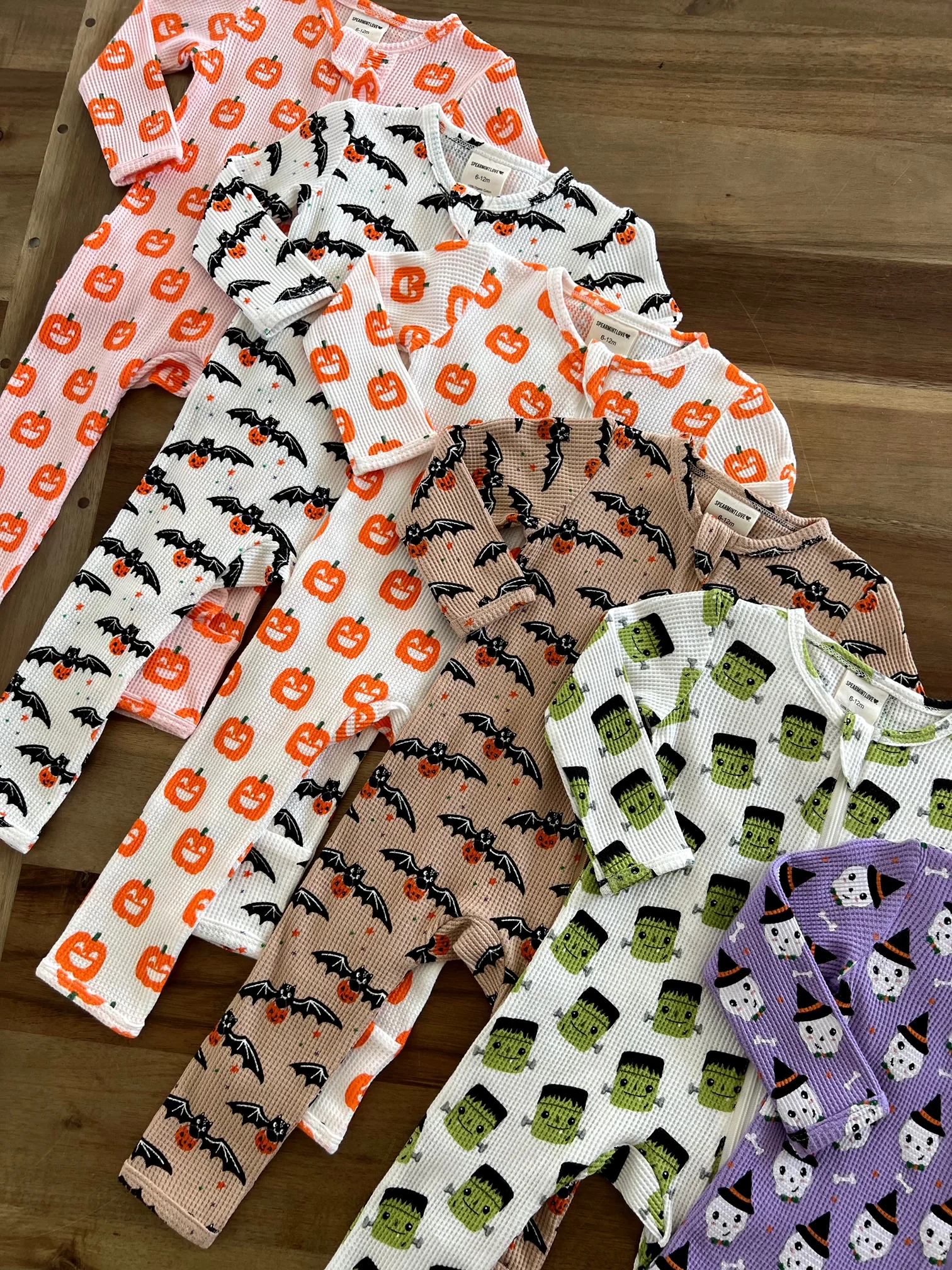 Organic Waffle Basic Zip Romper, Jack-O-Lantern - Image 5