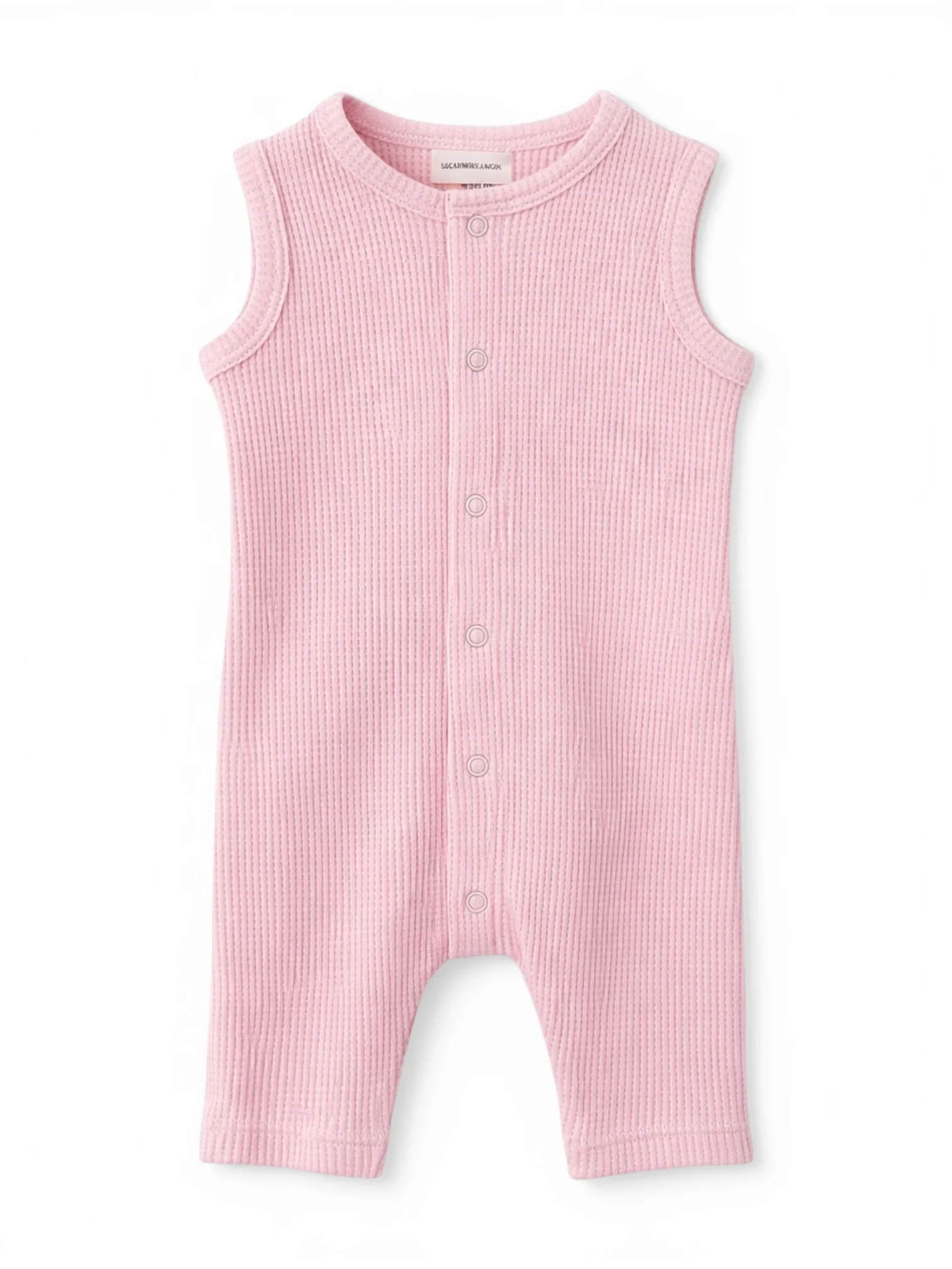 Organic Waffle Easy Romper, Blush