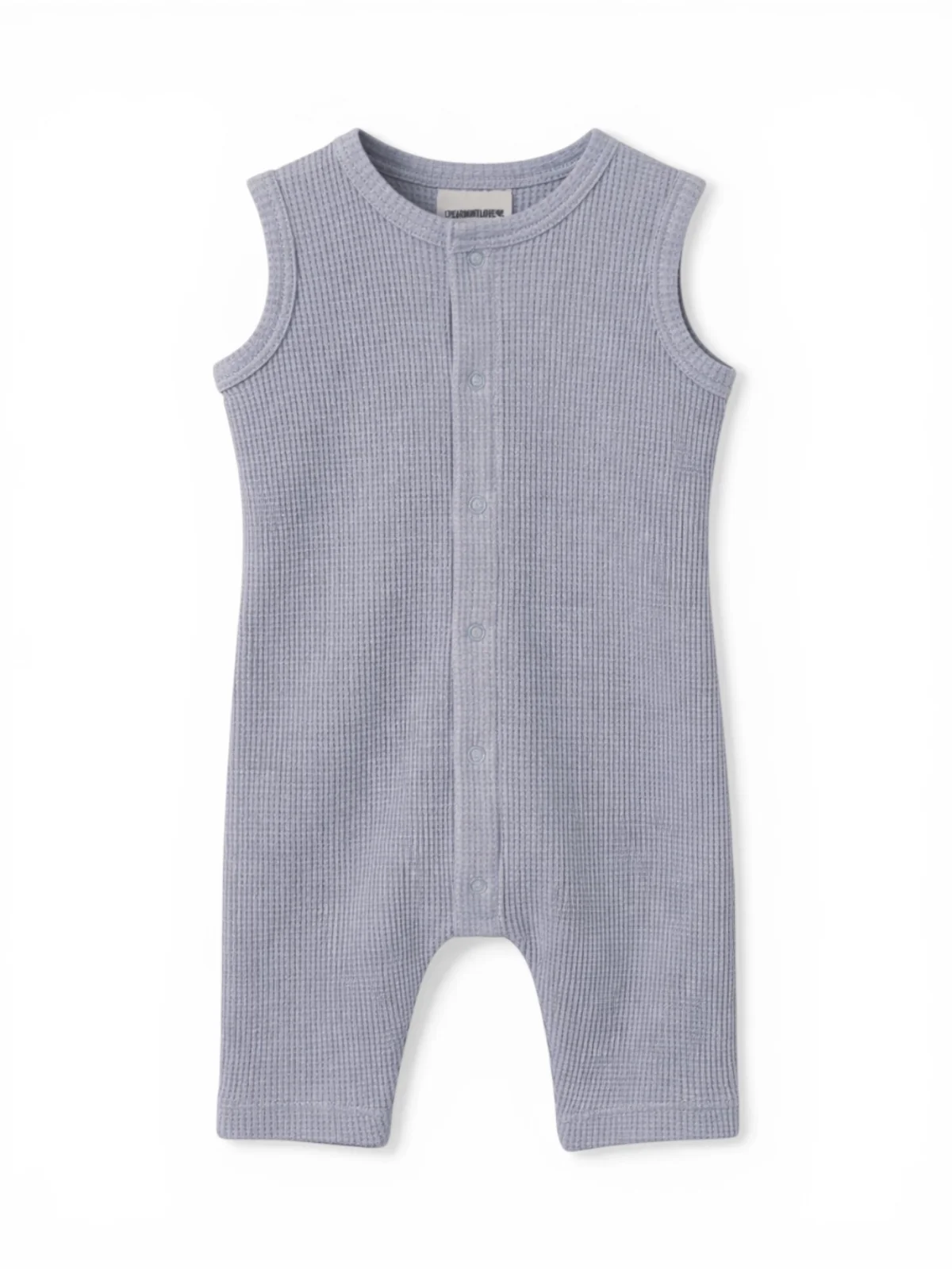 Organic Waffle Easy Romper, Silver