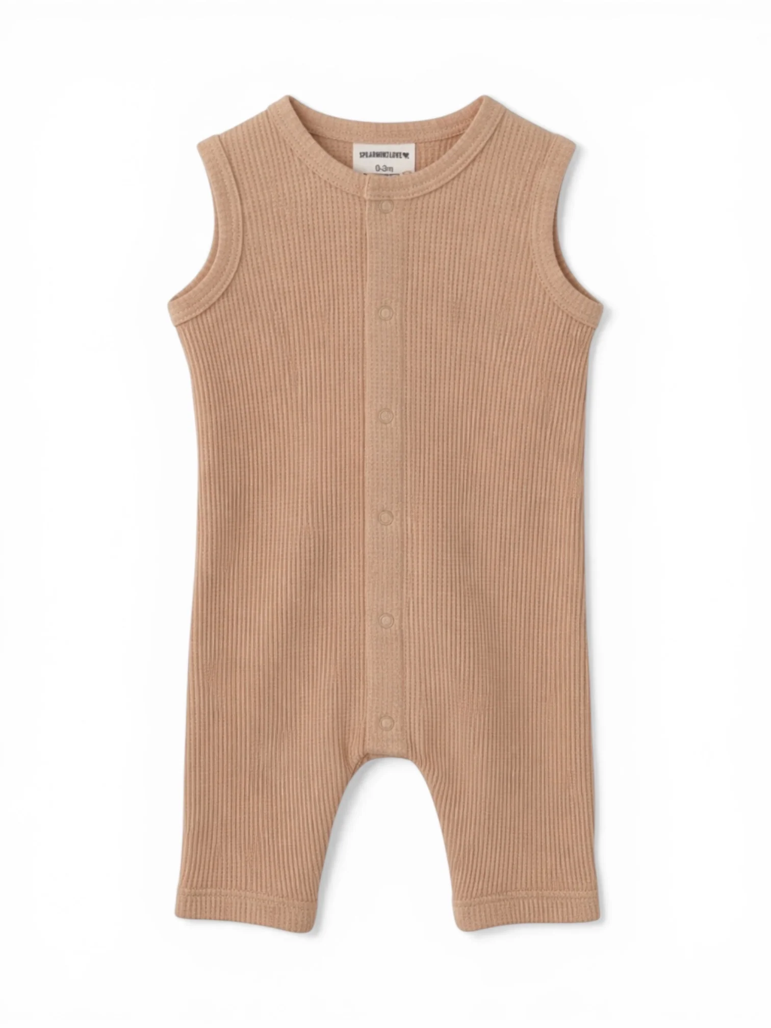 Organic Waffle Easy Romper, Tan
