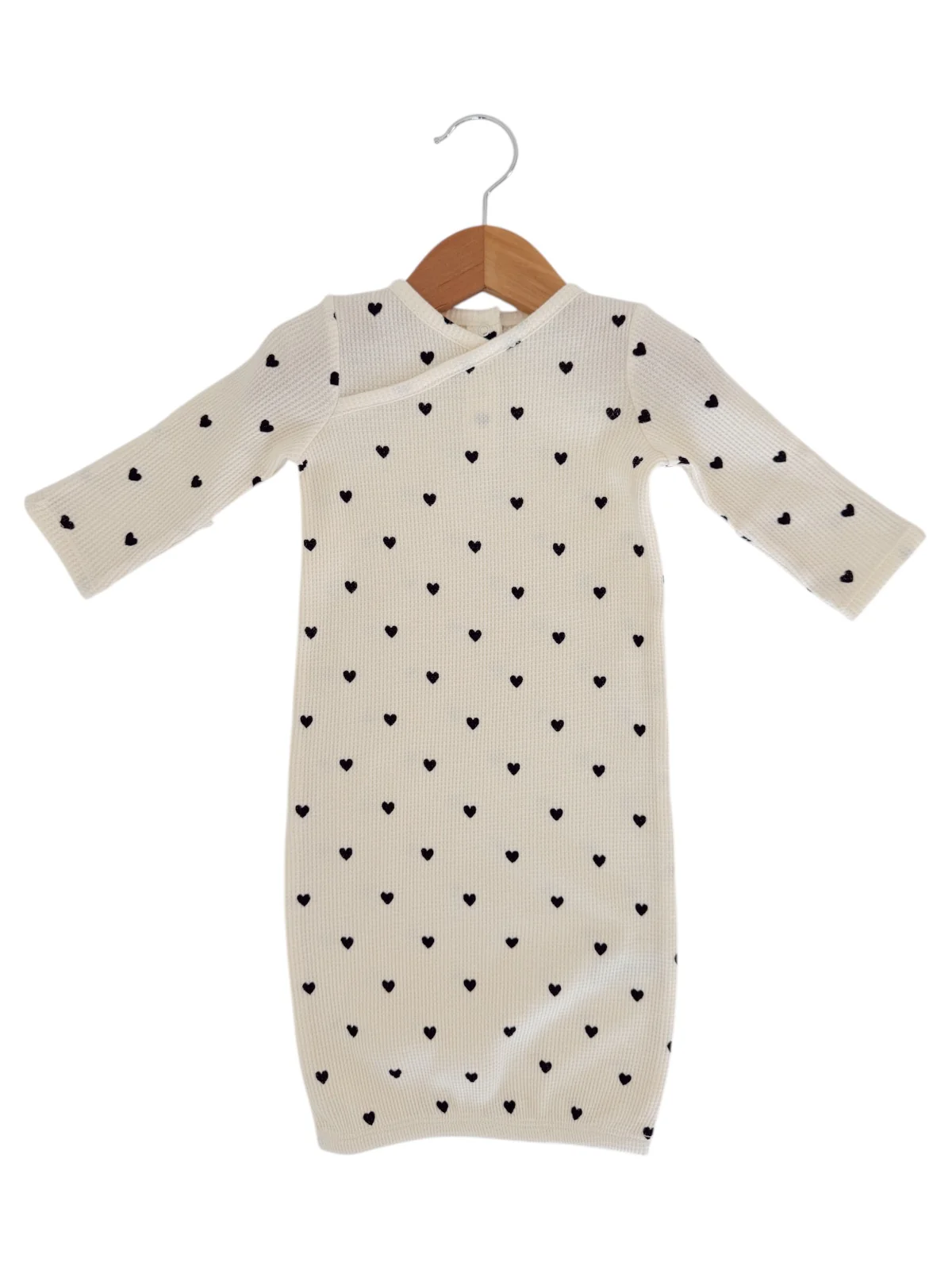 Organic Waffle Gown, Black Heart