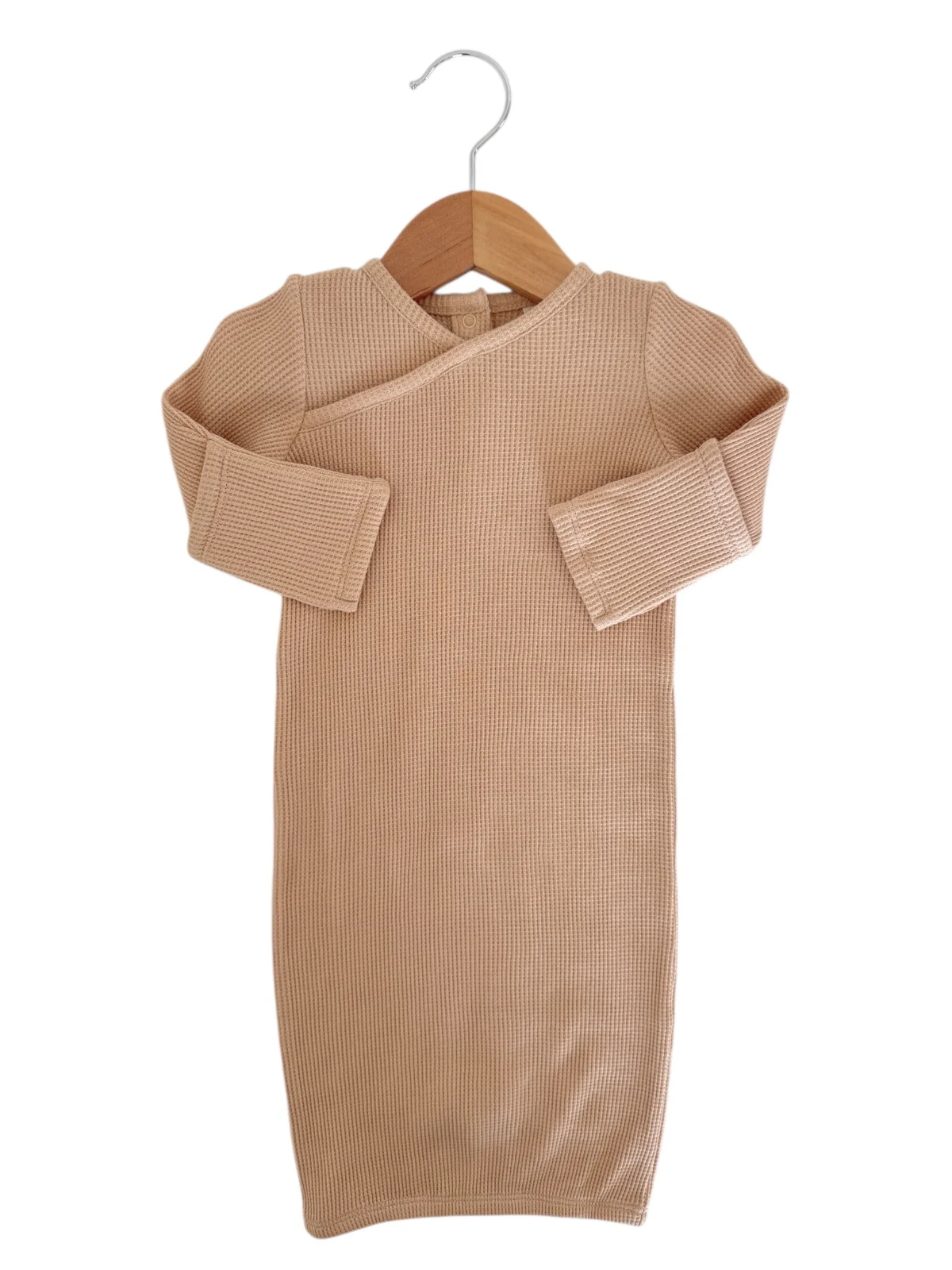Organic Waffle Gown, Tan - Image 2