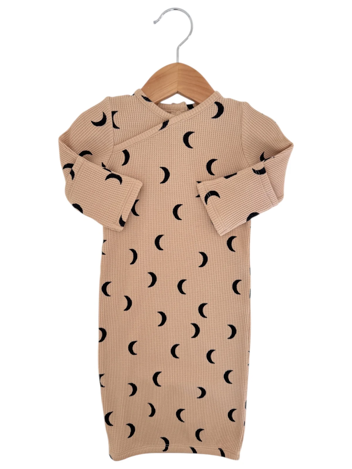 Organic Waffle Gown, Tan/Black Moon - Image 2