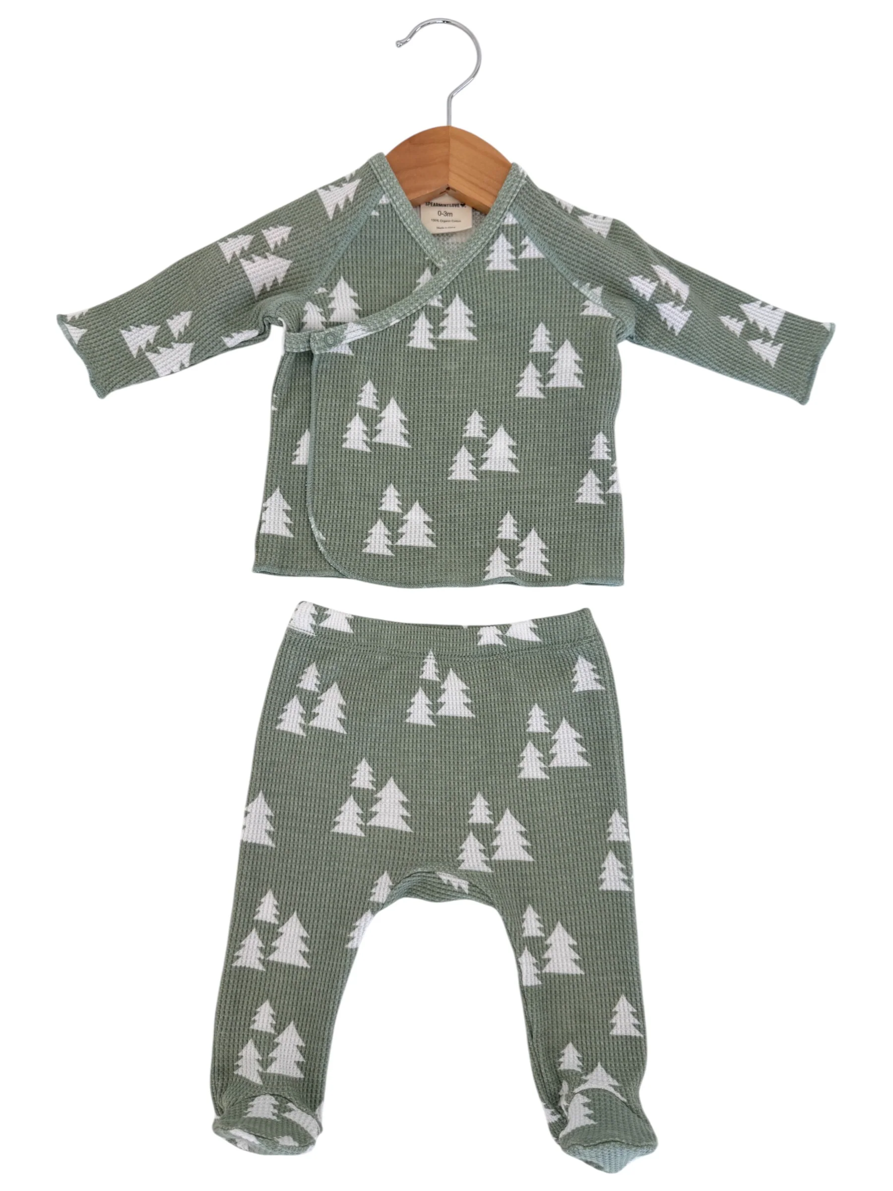 Organic Waffle Kimono & Pant Set, Alpine Trees