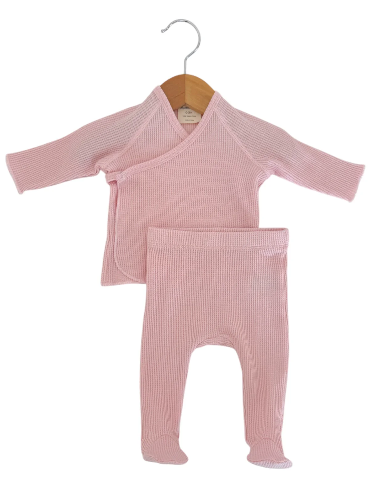 Organic Waffle Kimono & Pant Set, Blush - Image 3