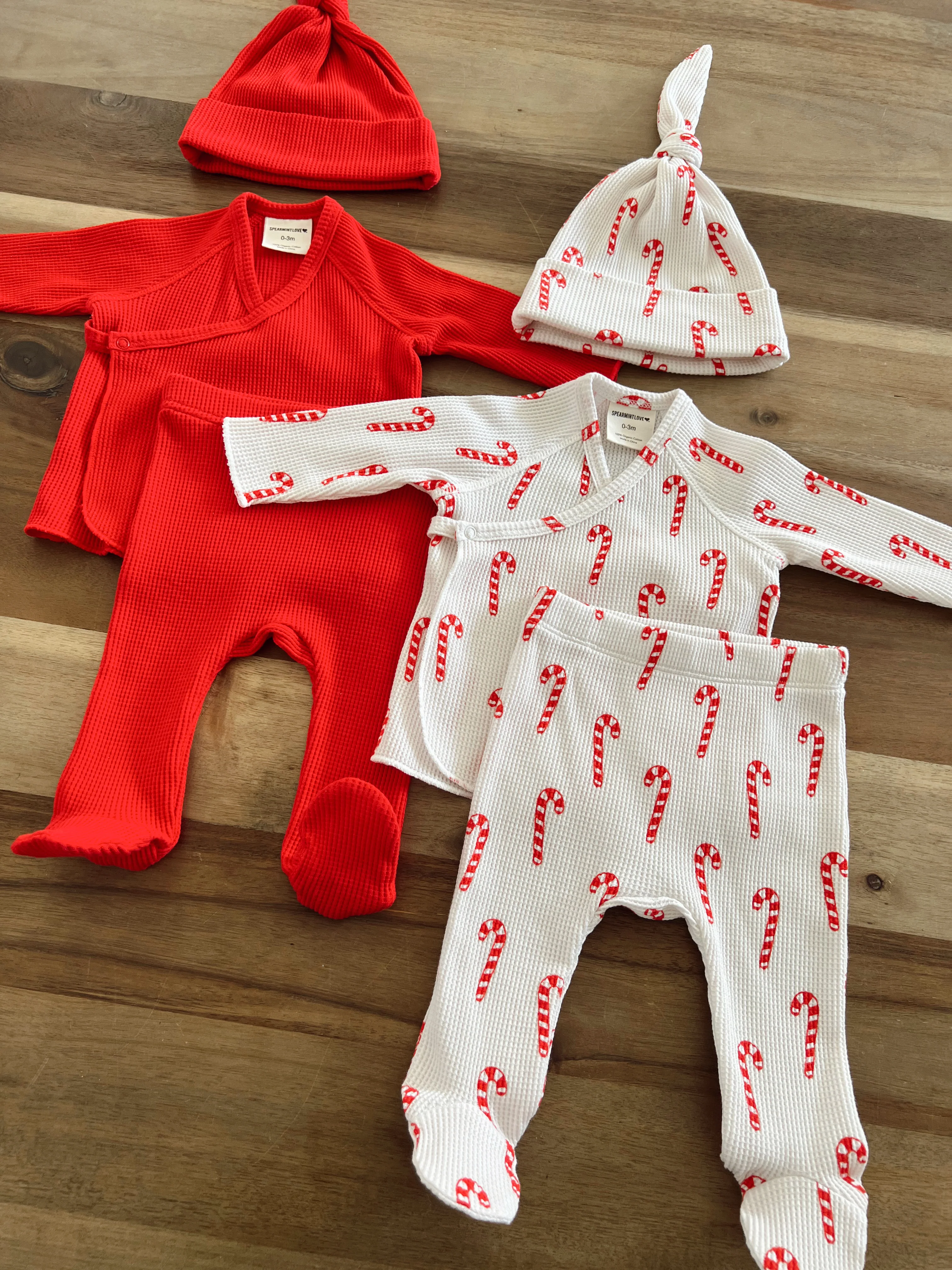 Organic Waffle Kimono & Pant Set, Candy Cane - Image 3