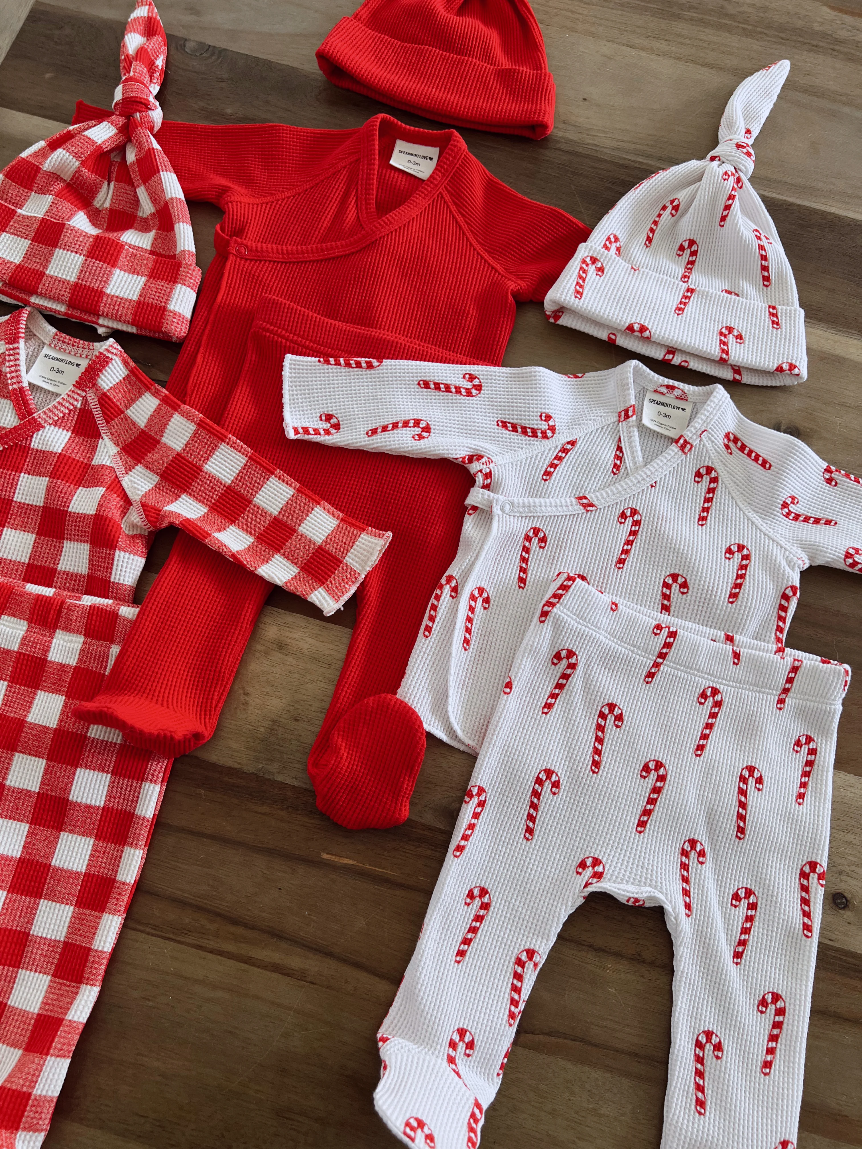 Organic Waffle Kimono & Pant Set, Candy Cane - Image 4