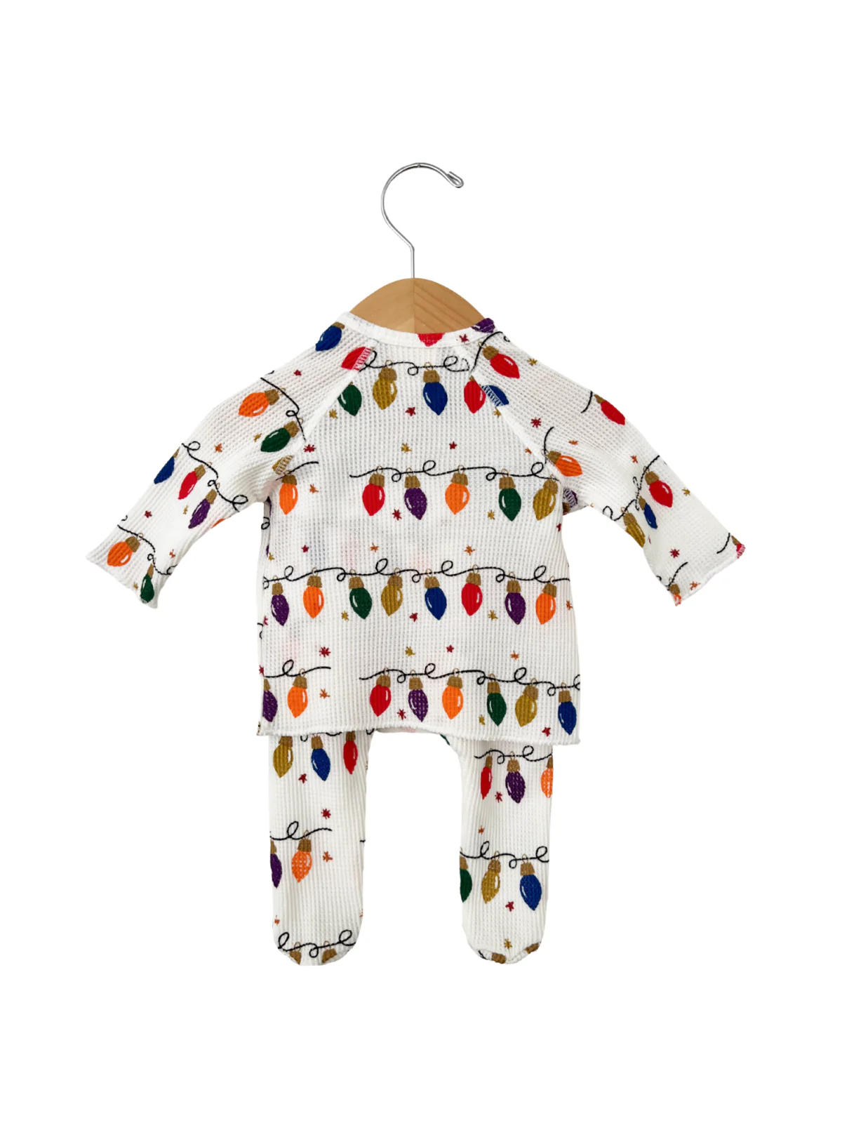 Organic Waffle Kimono & Pant Set, Christmas Lights - Image 2