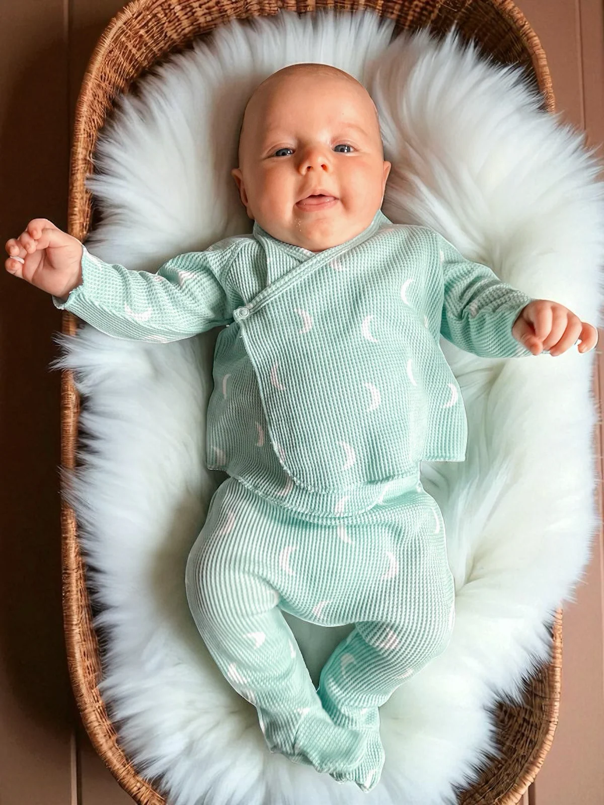 Organic Waffle Kimono & Pant Set, Light Blue Moon - Image 2