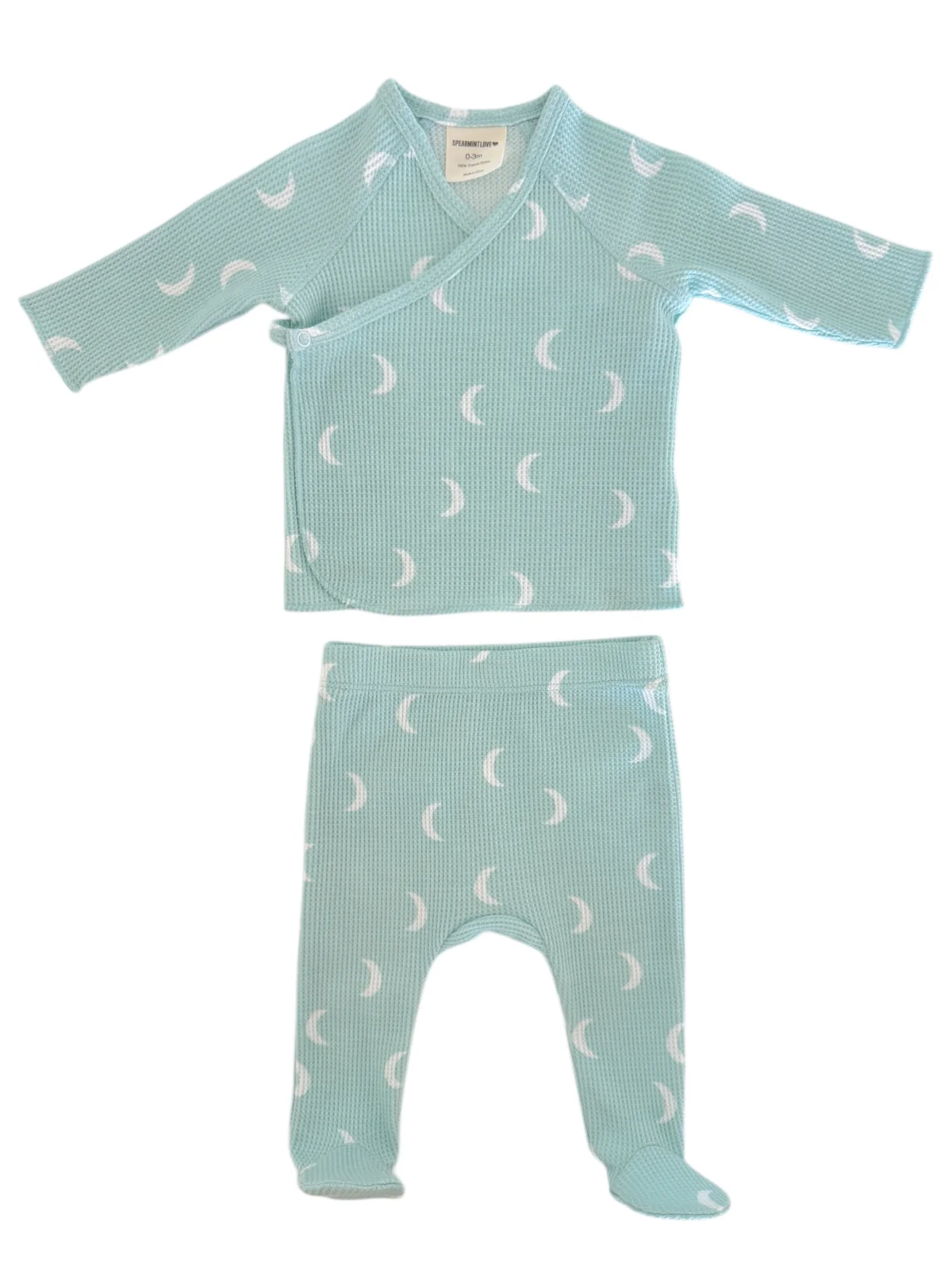Organic Waffle Kimono & Pant Set, Light Blue Moon - Image 3